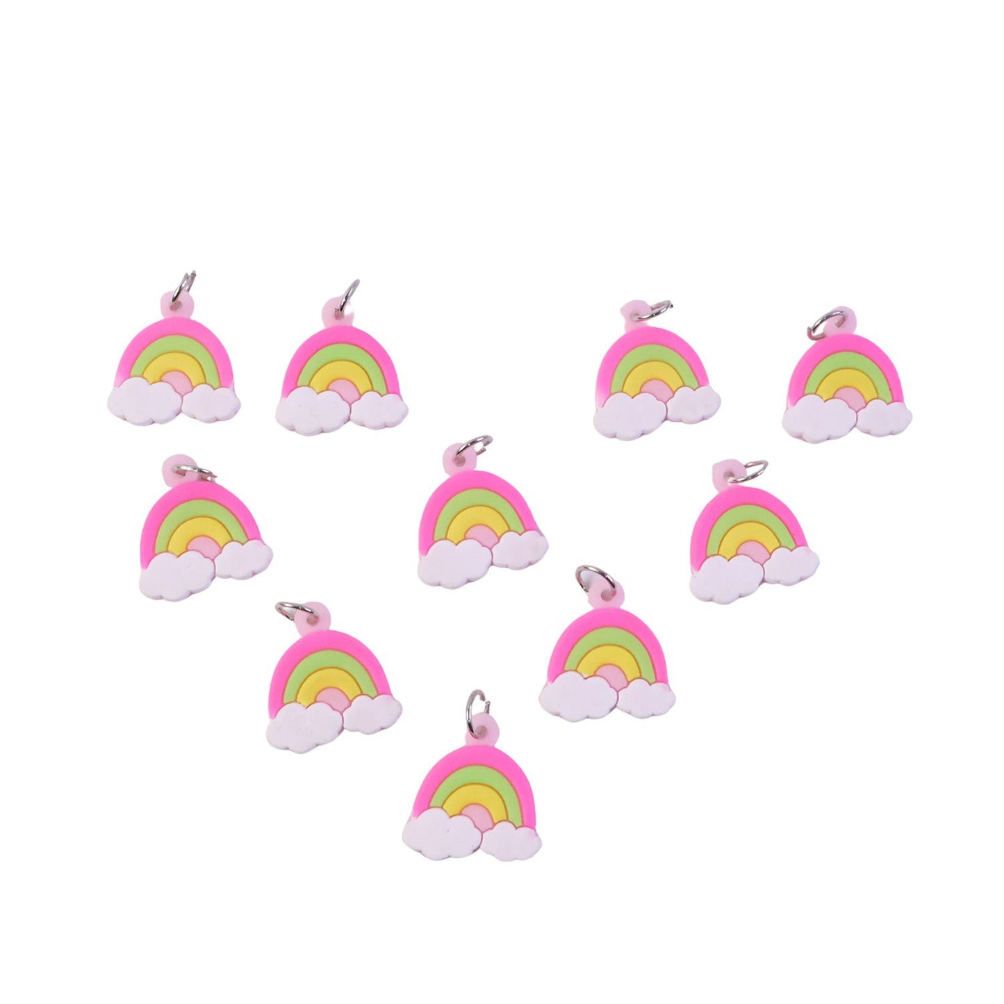 Rainbow cloud keychain attached to bag for decorative look