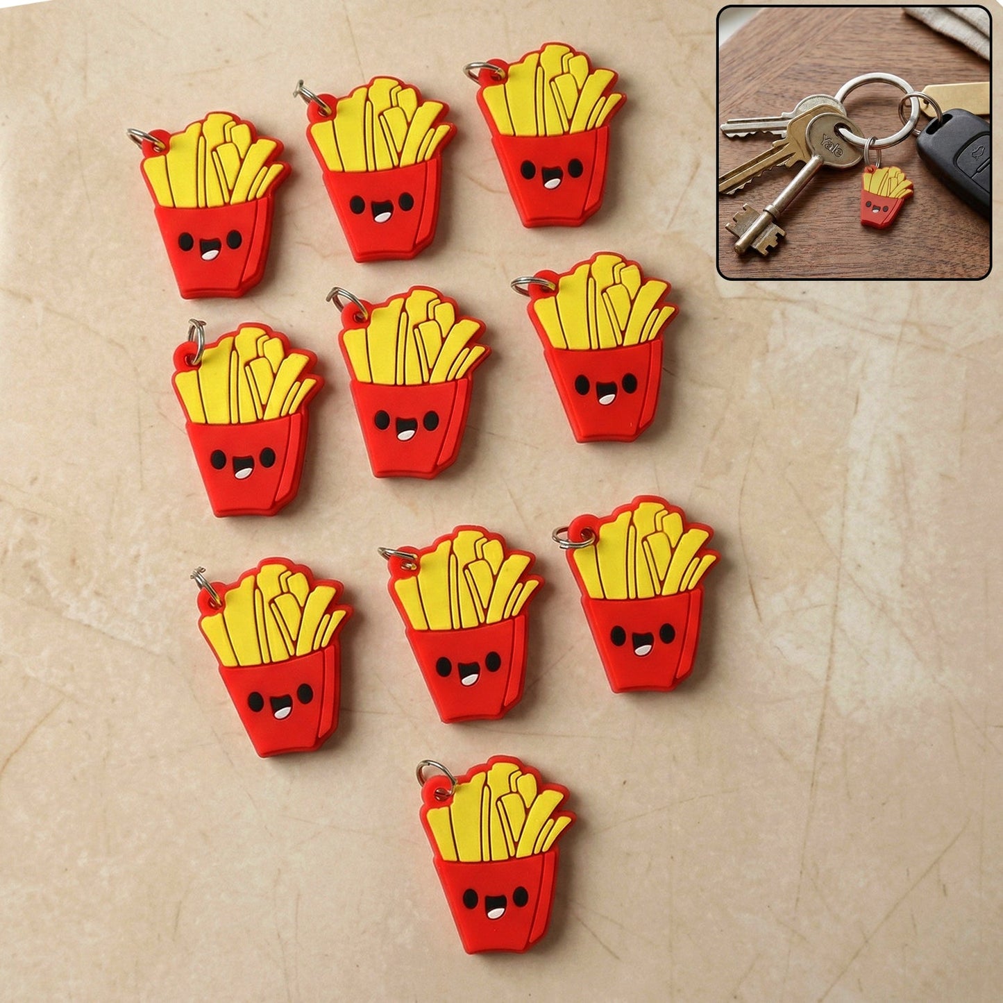 French fries bag charm keychain pendant cartoon style