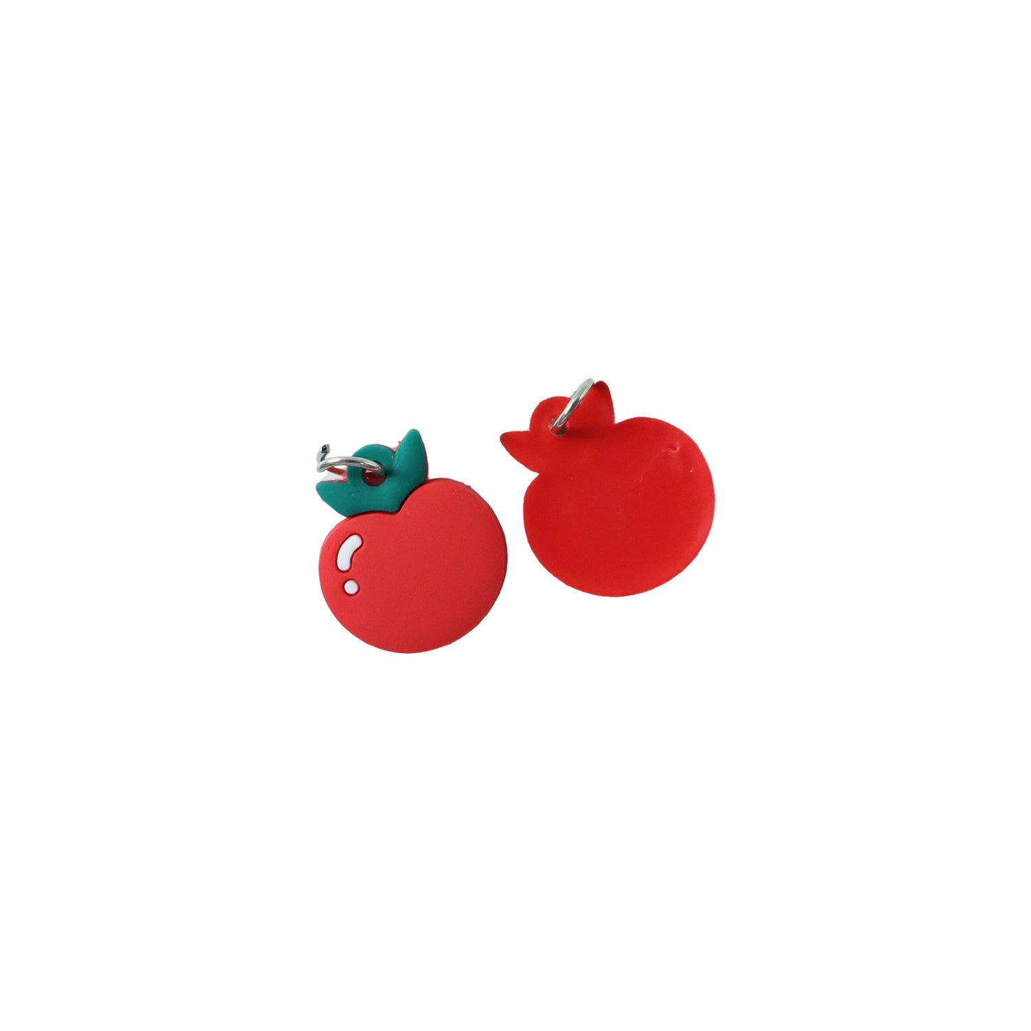 Cute apple keychain charm attached to a bag