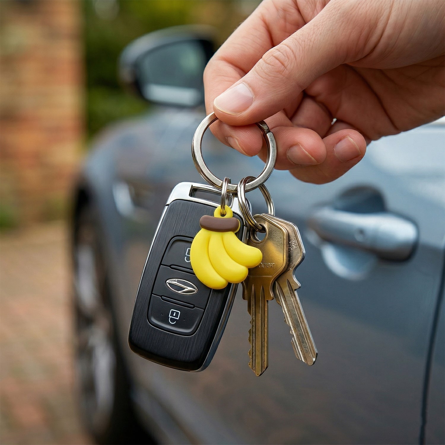 Durable banana keychain as decorative accessory