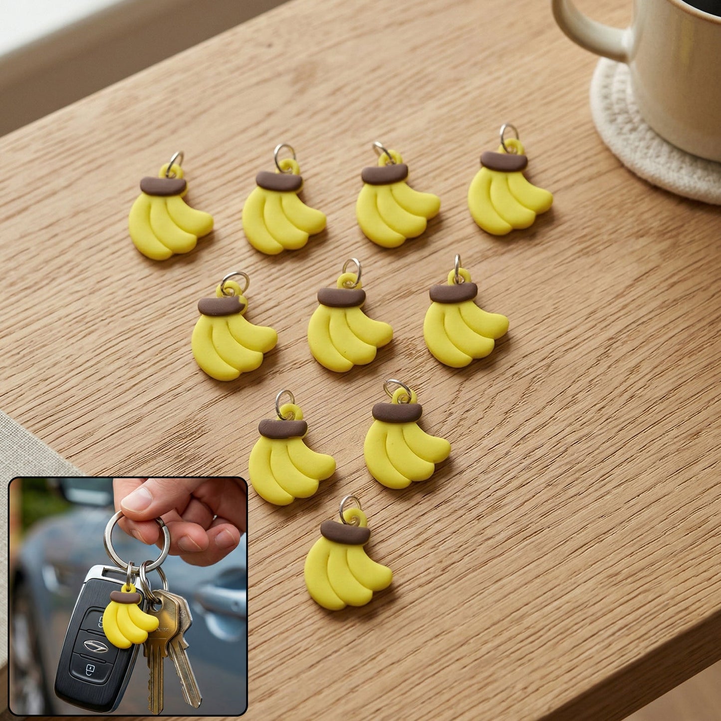 Colorful banana shape keychain for bags and keys