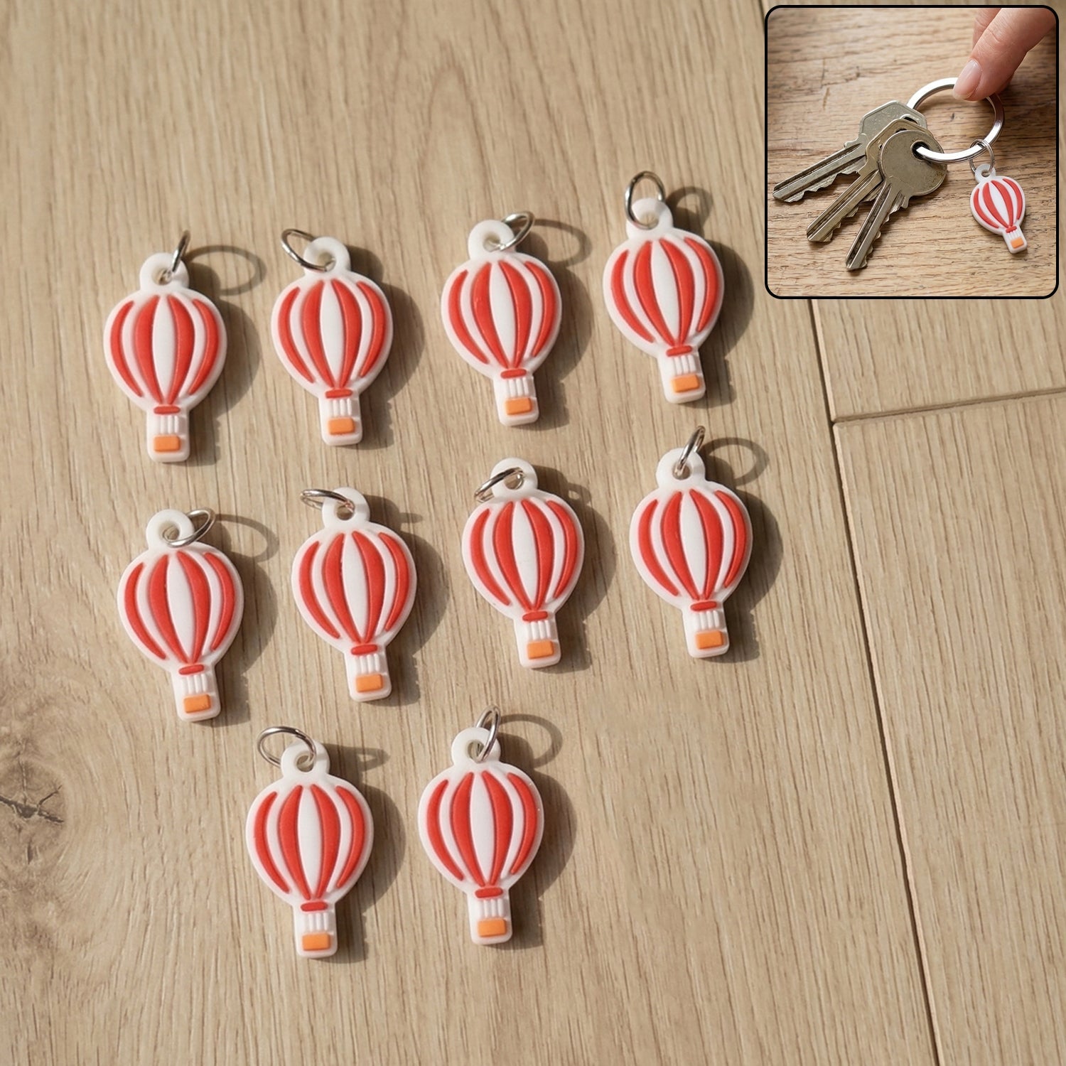 Colorful hot air balloon keychain set for bags and keys