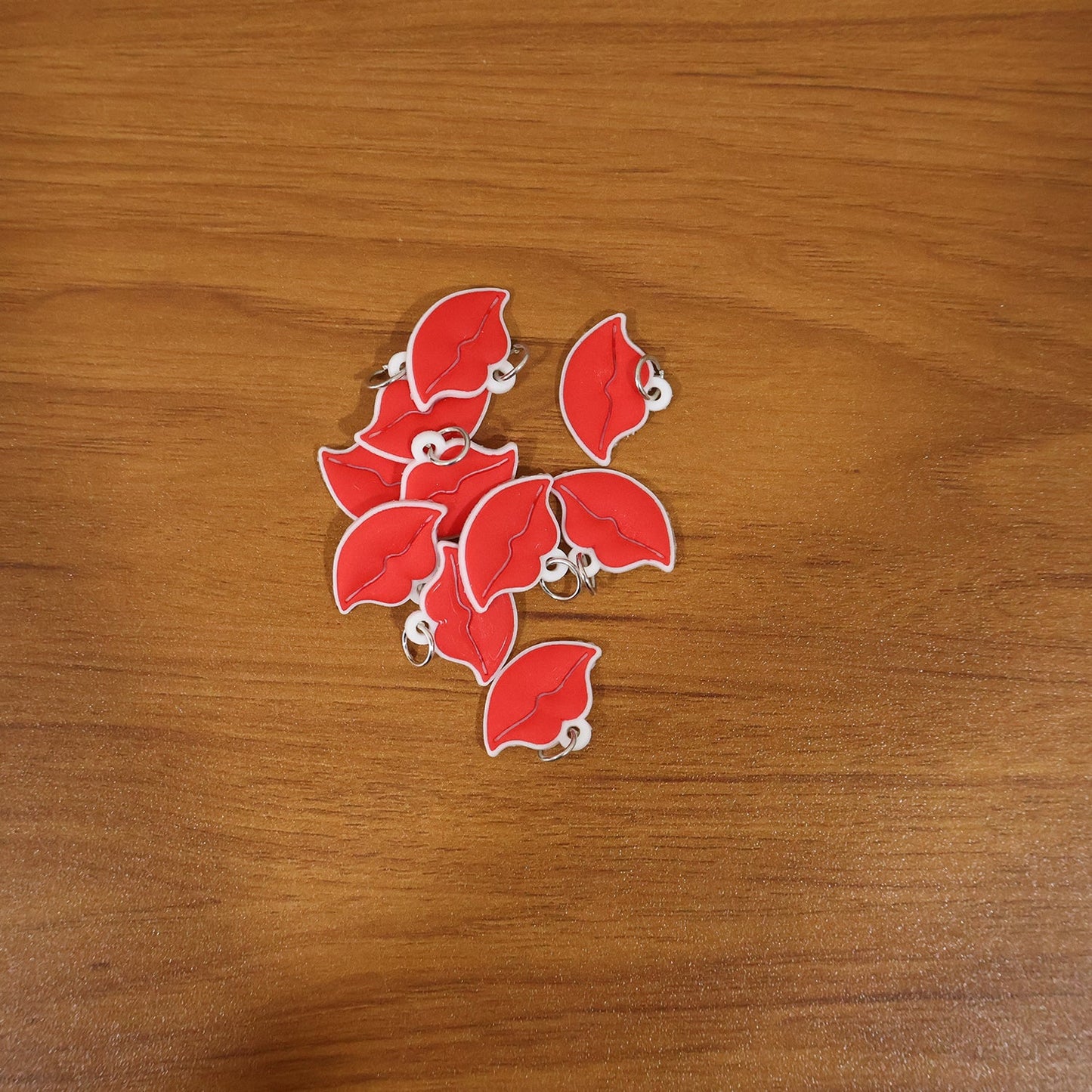 Set of trendy red lips keychains perfect for gifting