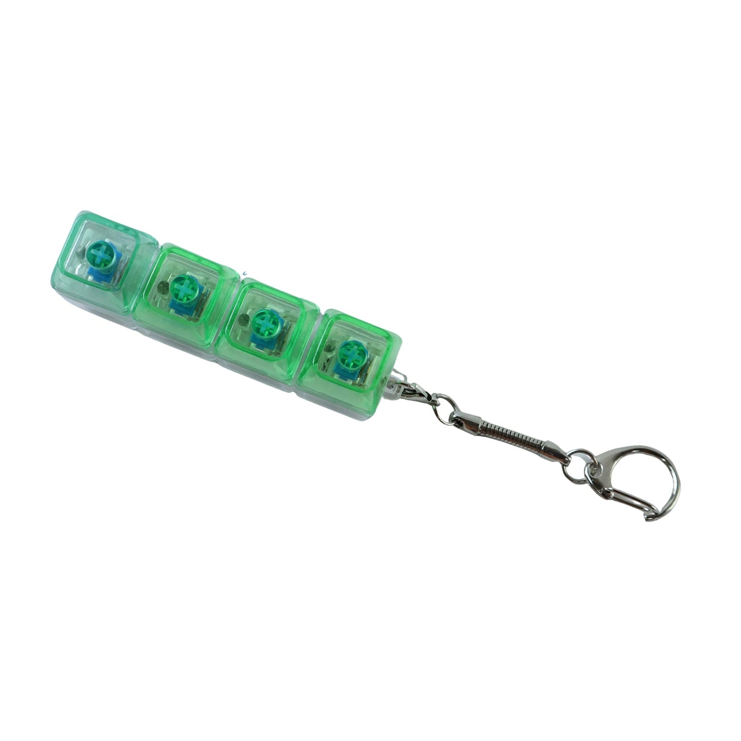Clicky switch keychain with LED light effect and durable metal hook
