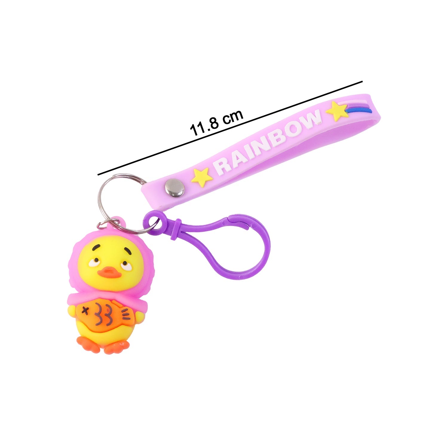 Cartoon duck keychain accessory with metal clip hook for easy attachment