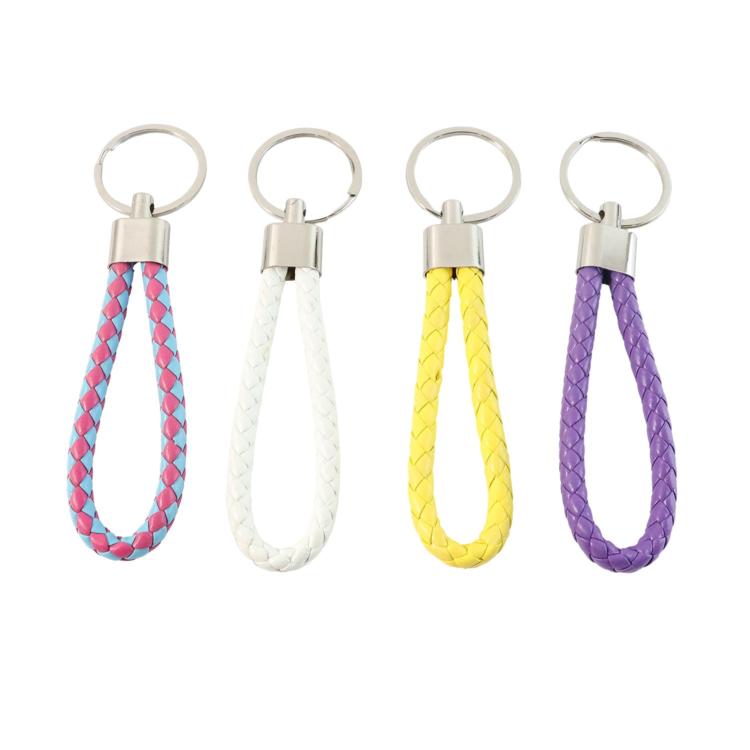 Stylish braided loop keychain showing metal ring attachment