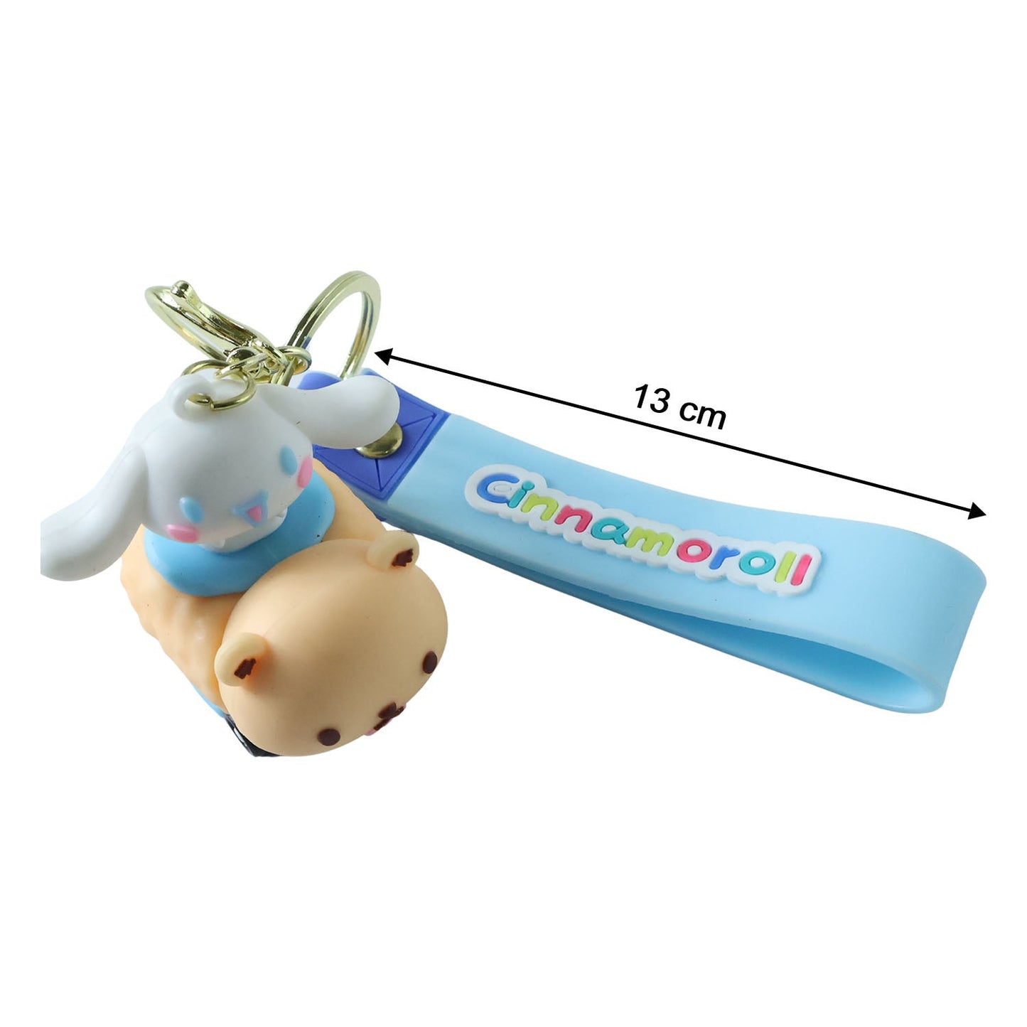 Size comparison showing lightweight cartoon dog silicone keychain