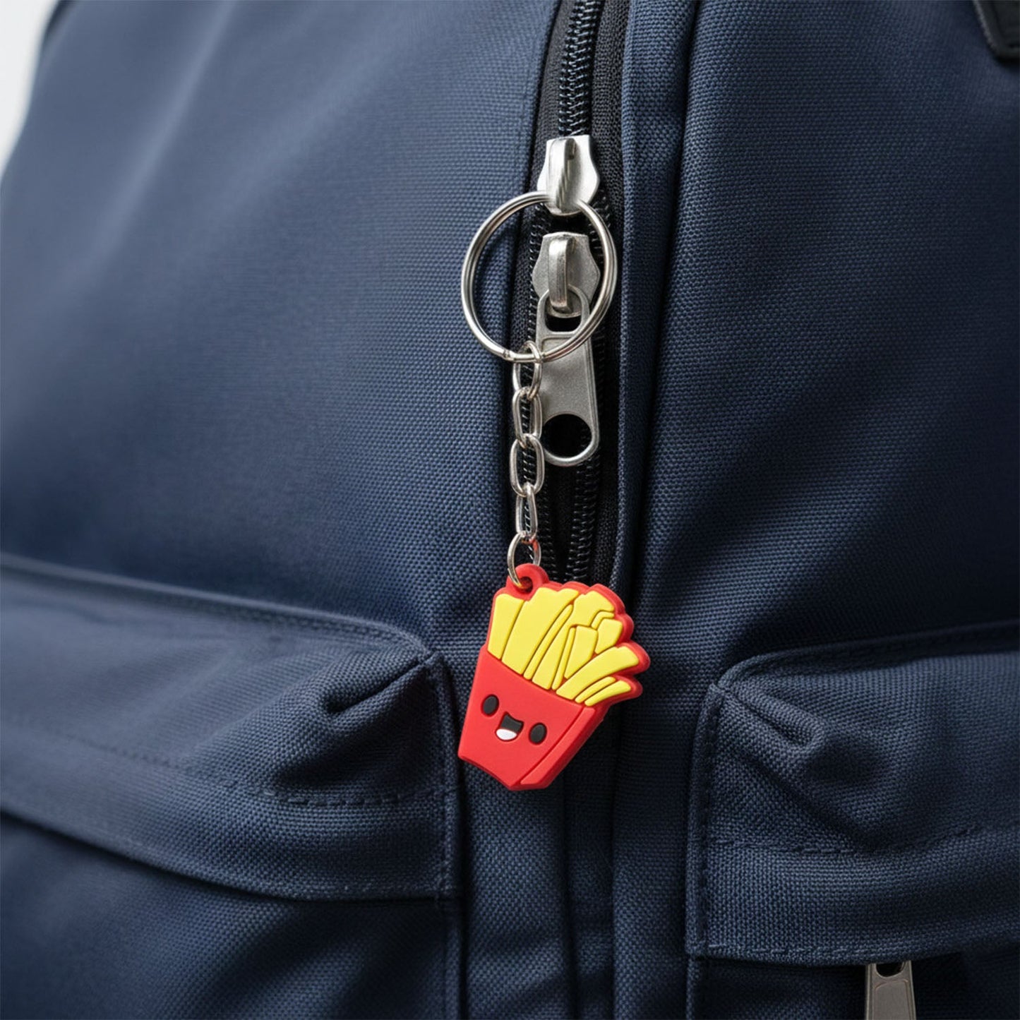 Lightweight French fries keychain charm suitable for backpacks and handbags