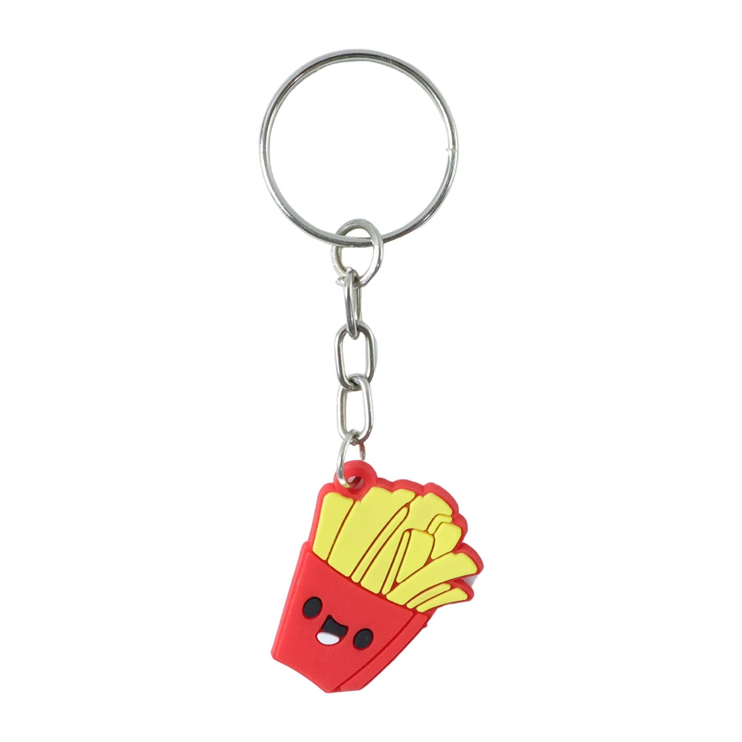 Strong metal ring on cute French fries shaped keychain for secure attachment