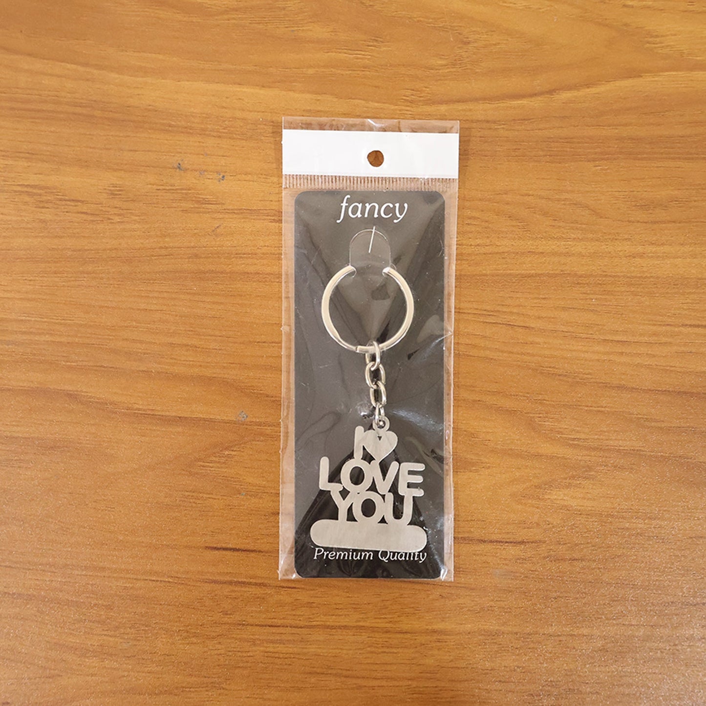 Gift-ready romantic 'Love You' keychain with metallic shine