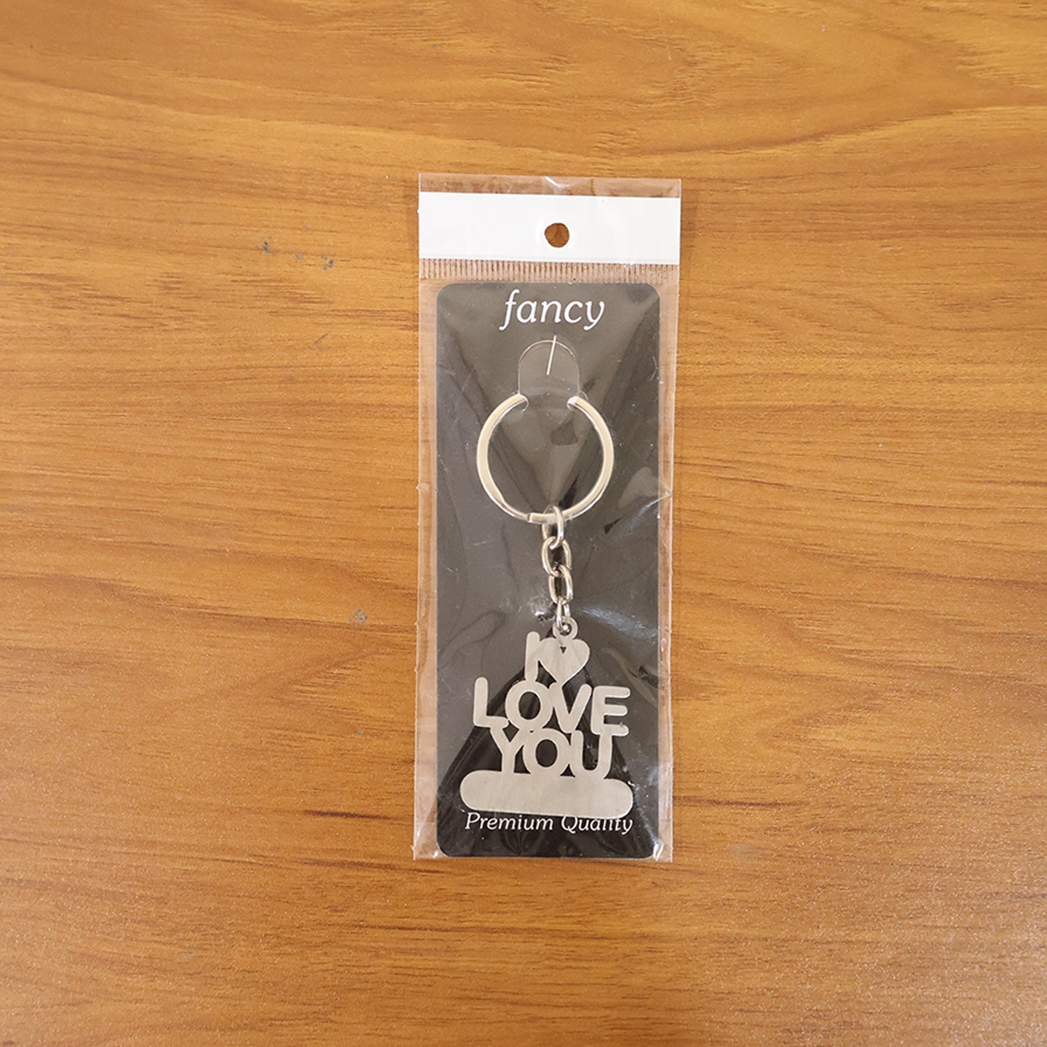 Gift-ready romantic 'Love You' keychain with metallic shine