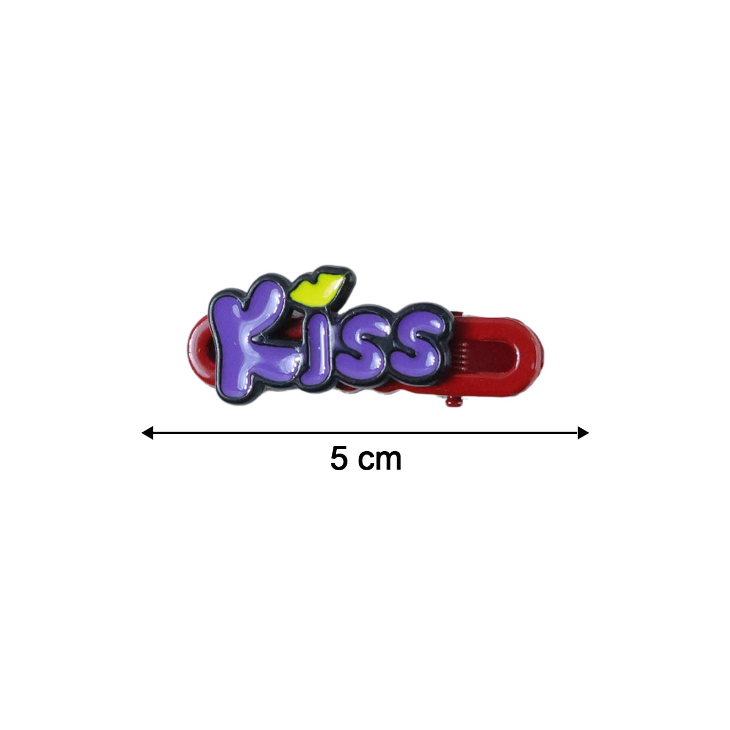 Dimensions displayed of Kiss hair clip including length, breadth, and height