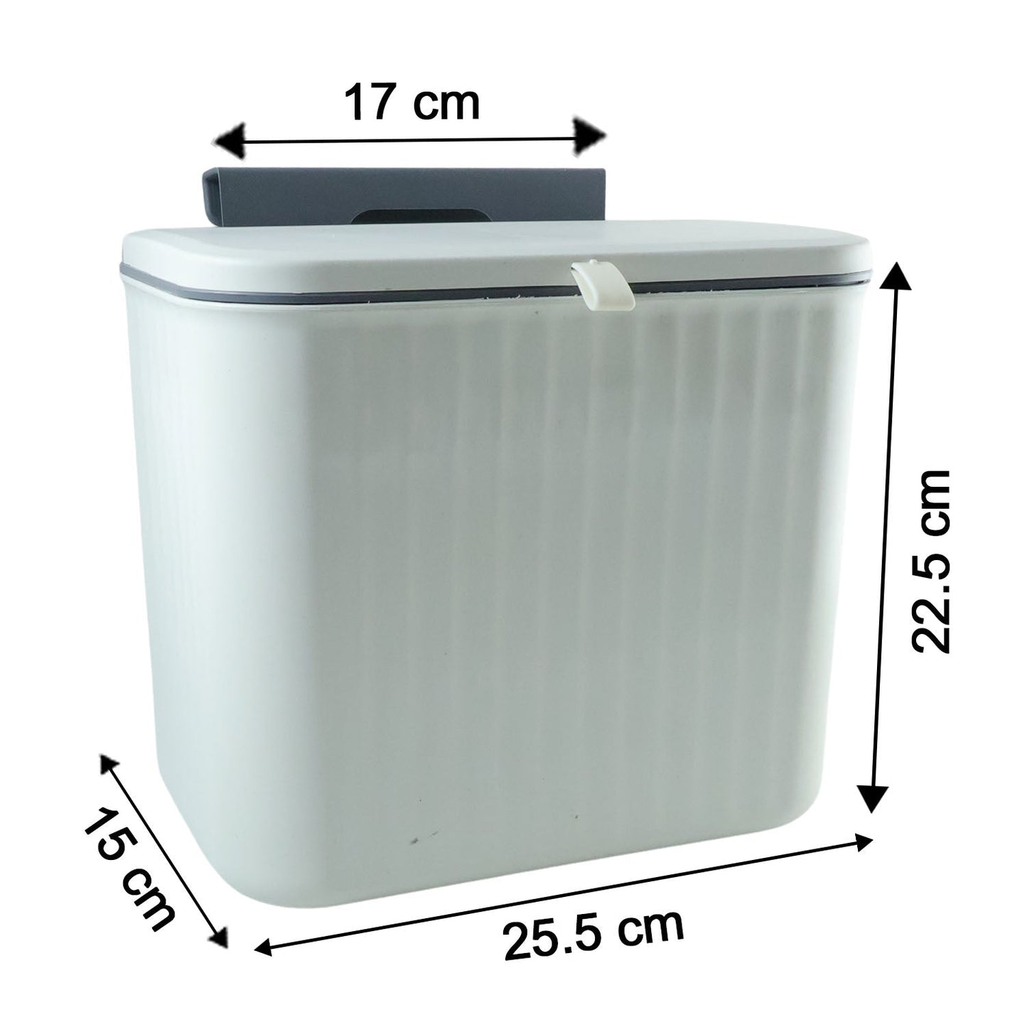 Dimensions chart of wall mounted kitchen dustbin in centimeters