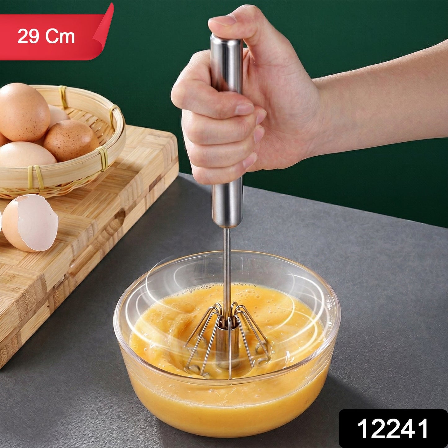 Hand push rotary whisk beater made of durable stainless steel