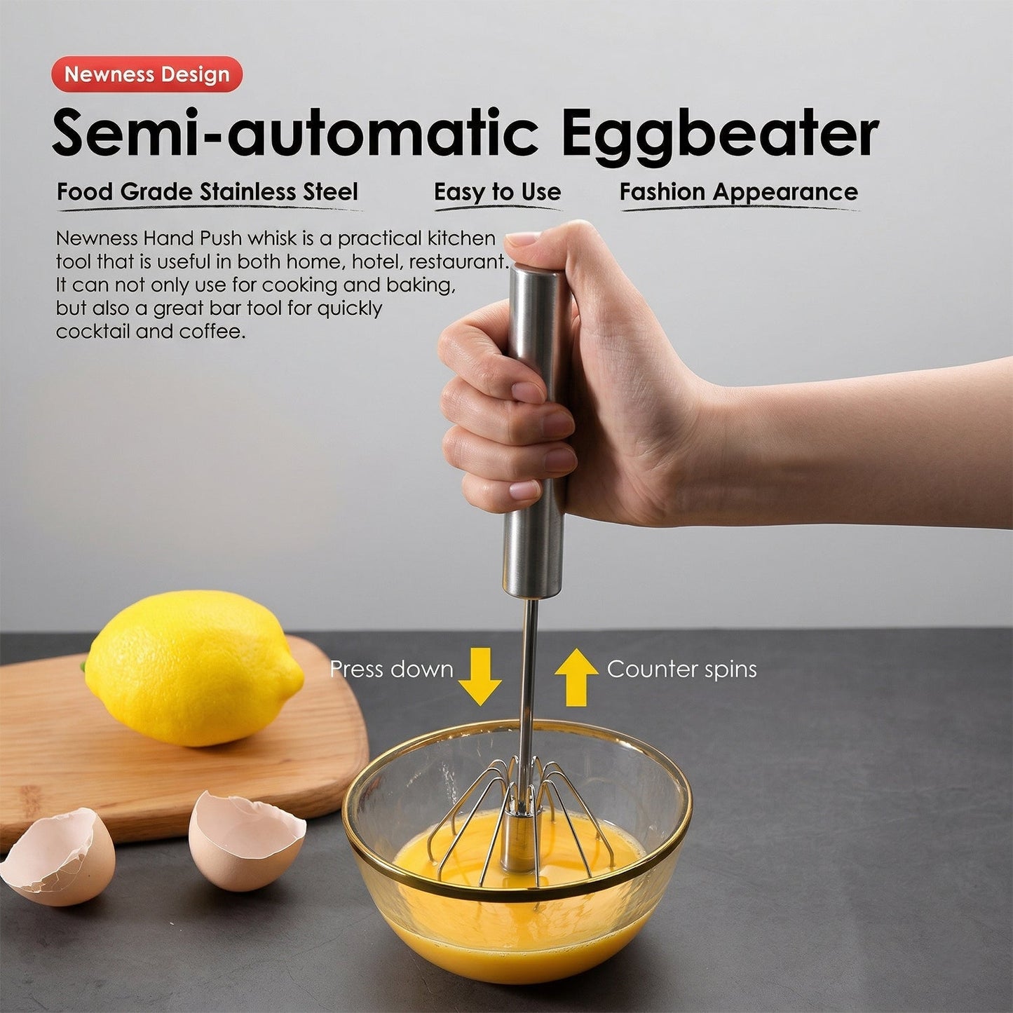 Kitchen whisk tool for mixing and whipping eggs and cream
