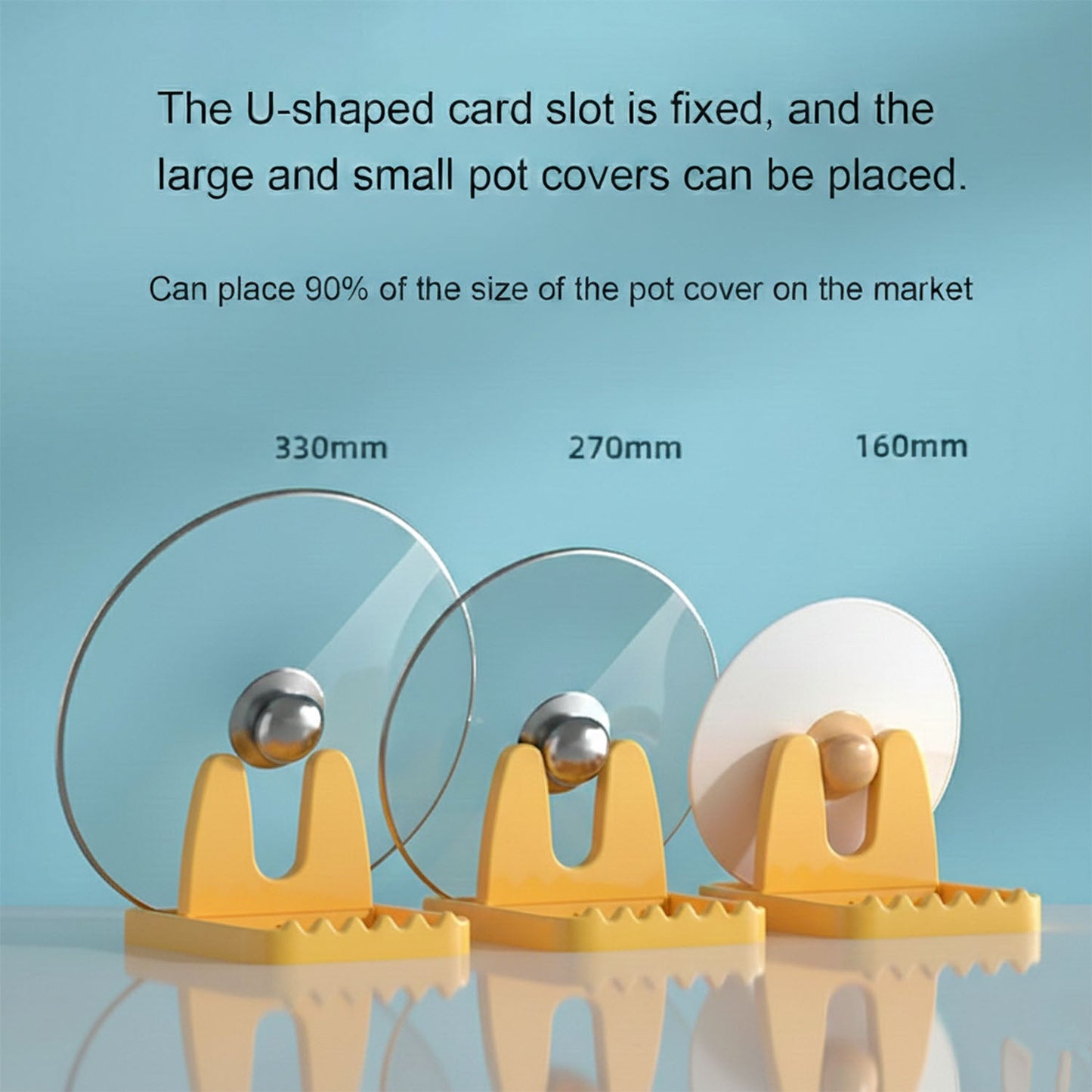 Utensil and lid holder stand angled view showing compact size