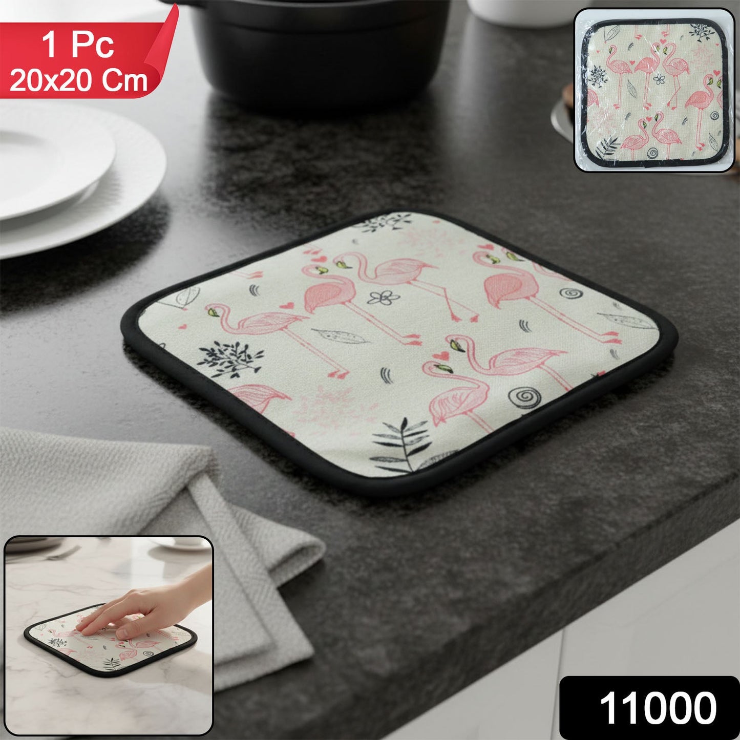 Heat resistant kitchen mat pad designed for hot cookware protection