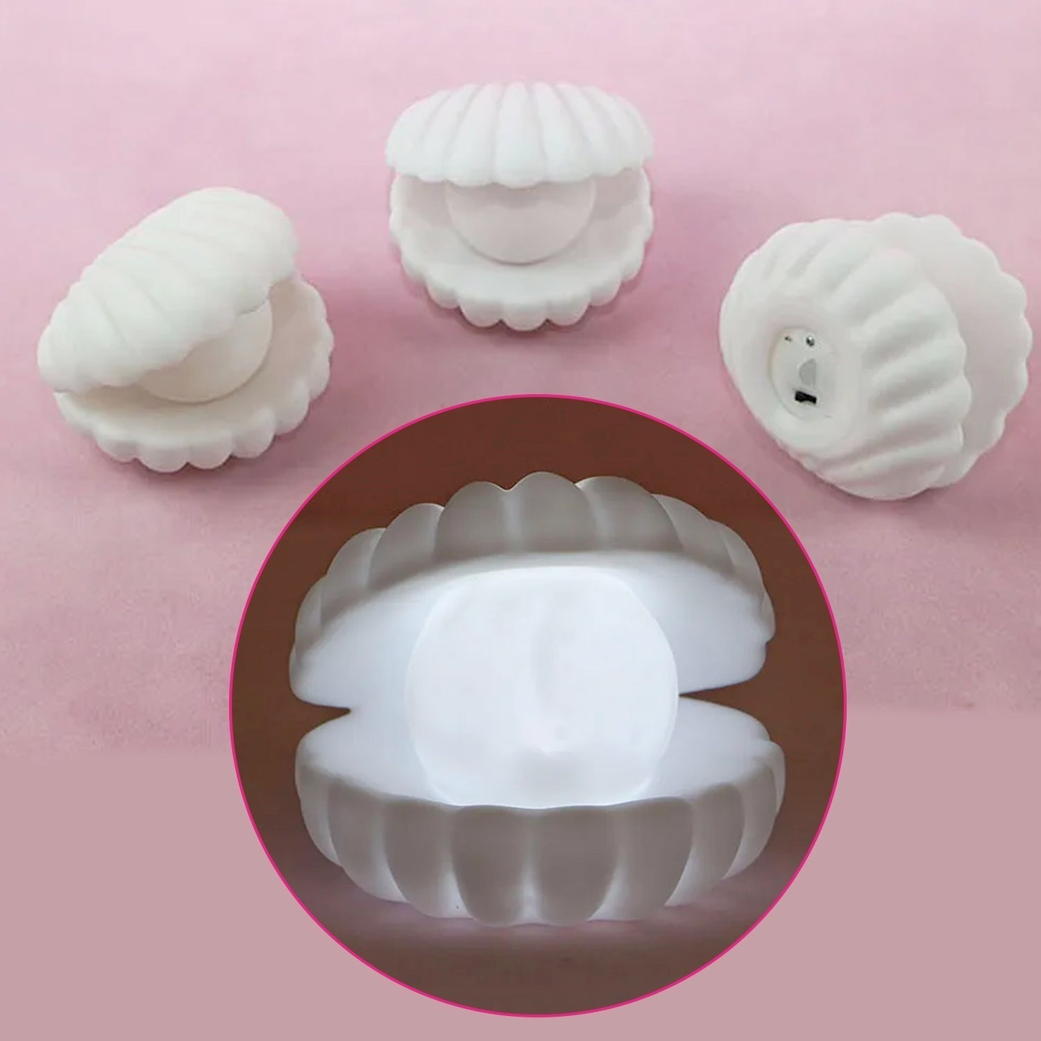 Pearl Shell Night Lamp showcasing its intricate details and soft illumination.
