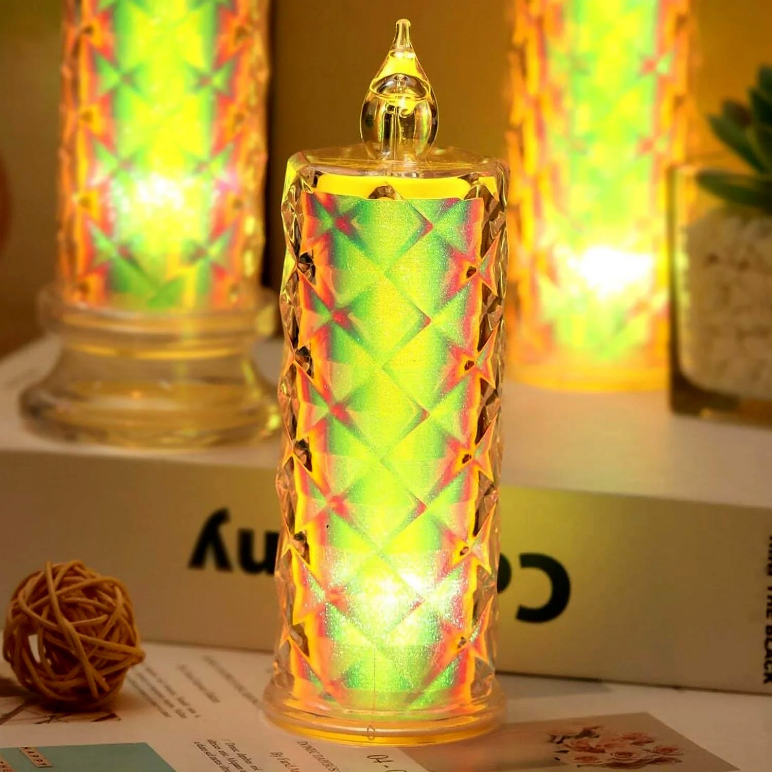 Battery-powered LED candle lights with smooth multicolor transitions