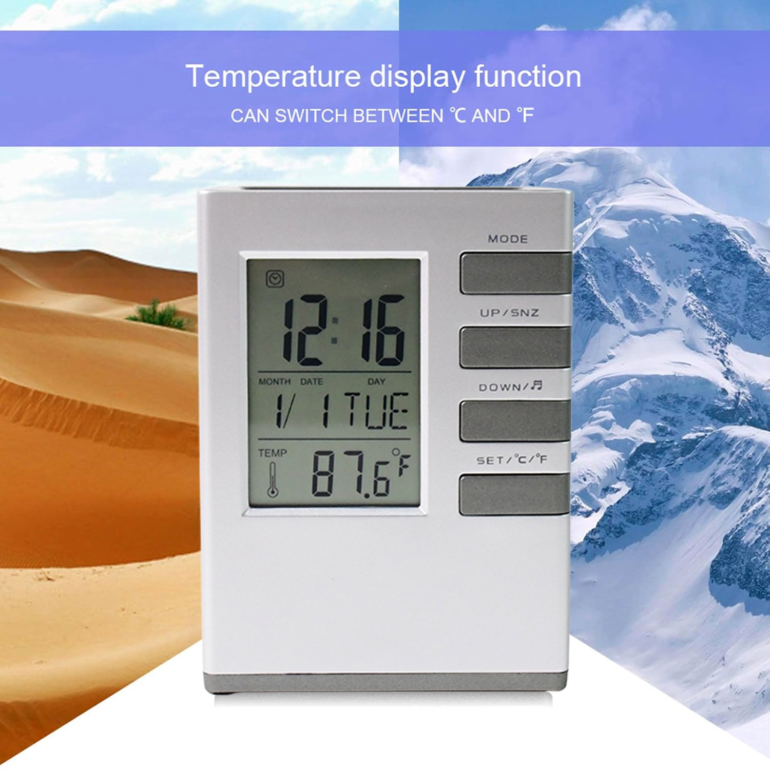 Versatile digital desk clock perfect for home office or student study tables
