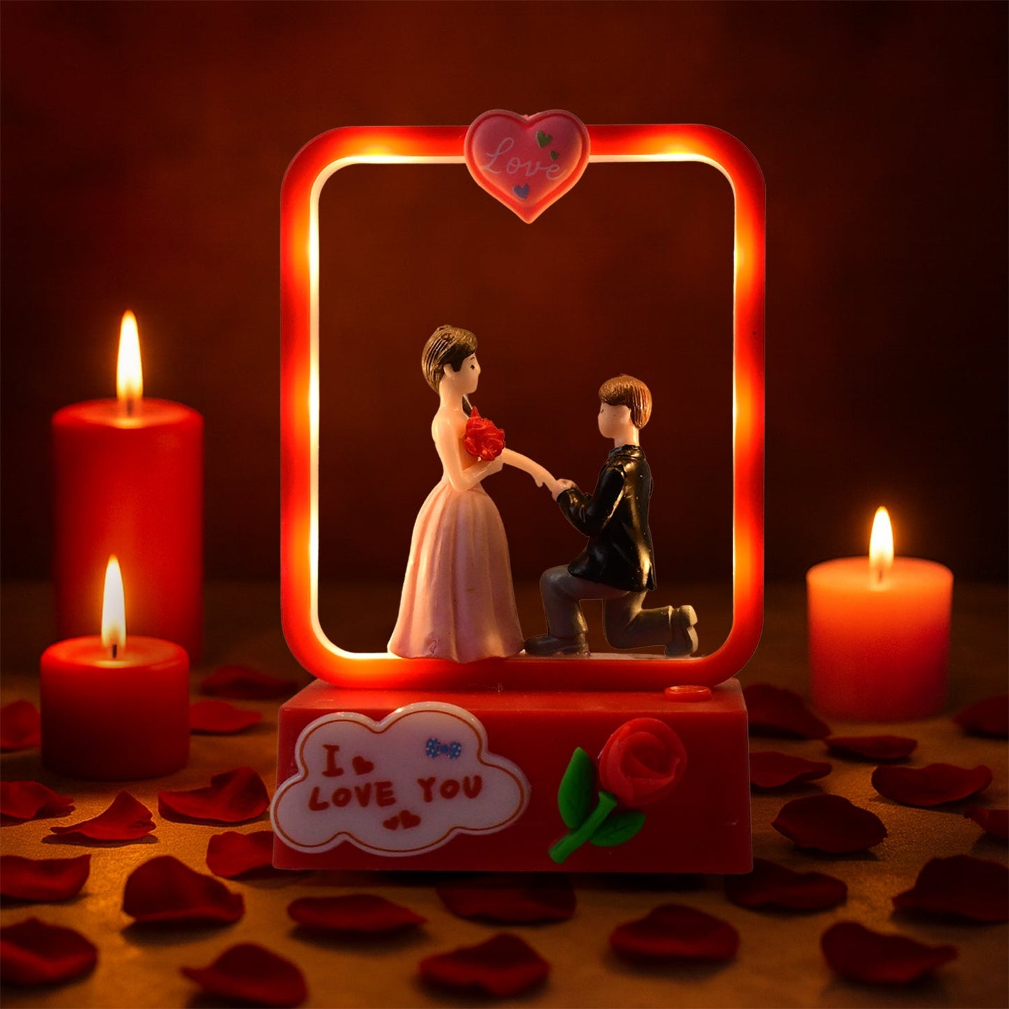 Decorative romantic LED night lamp featuring couple figurine