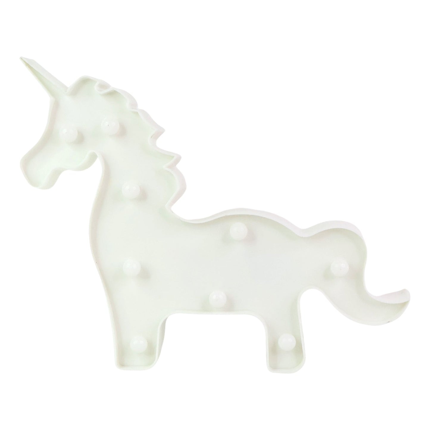 Close up of LED unicorn decorative night light with pink design