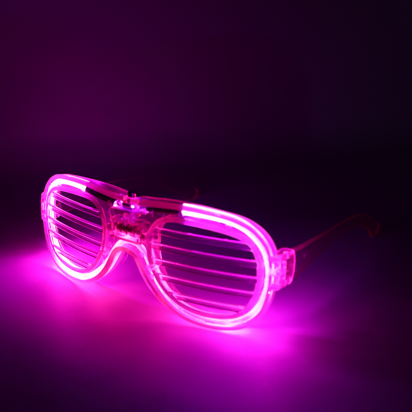 Close-up of LED party glasses frame with switch control