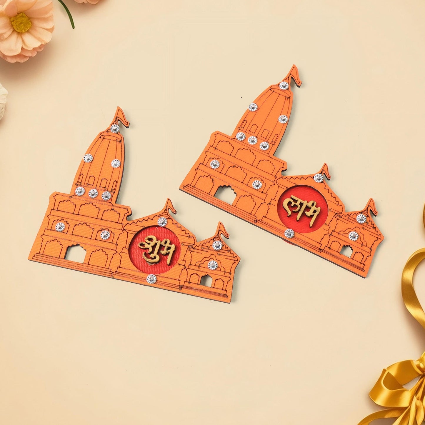 High-quality Shubh Labh temple wall decal designed for festival decorations and spiritual spaces.