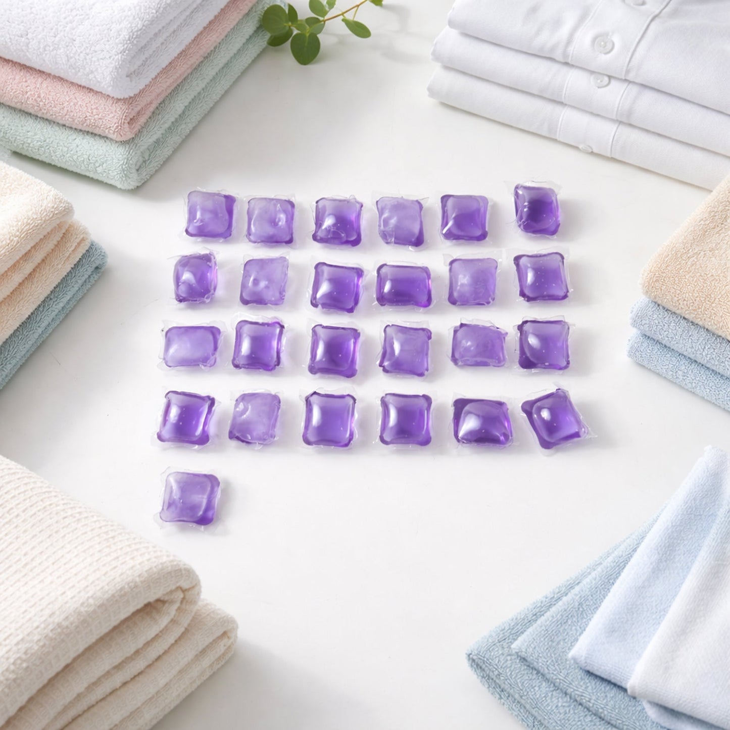 Laundry detergent pods in a compact pack for effective laundry cleaning