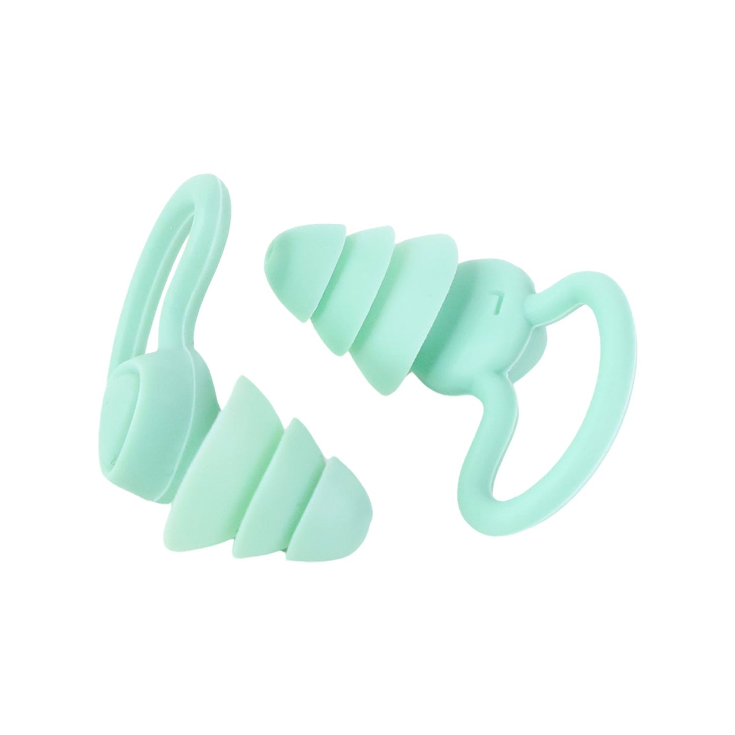 Close-up of noise reduction earplugs made with triple-layer silicone.