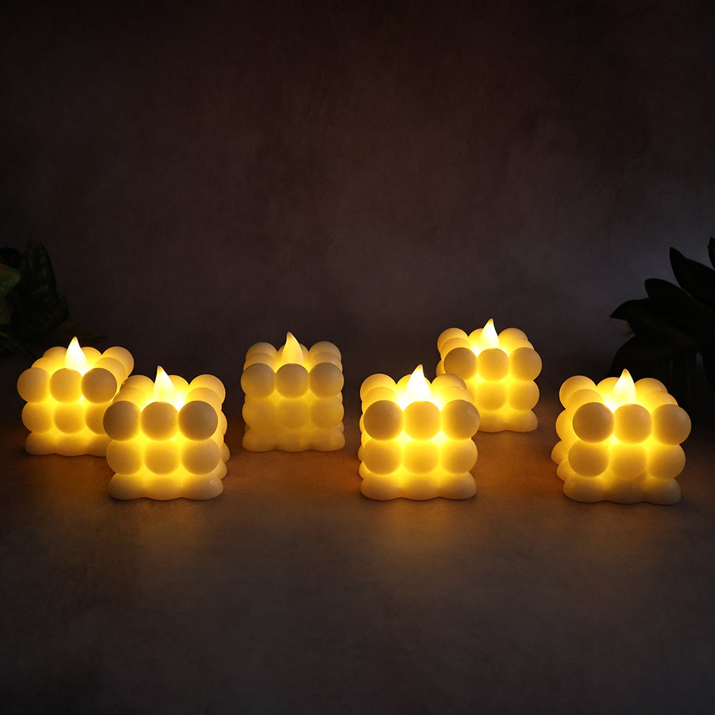 Transparent pack of decorative LED bubble candles