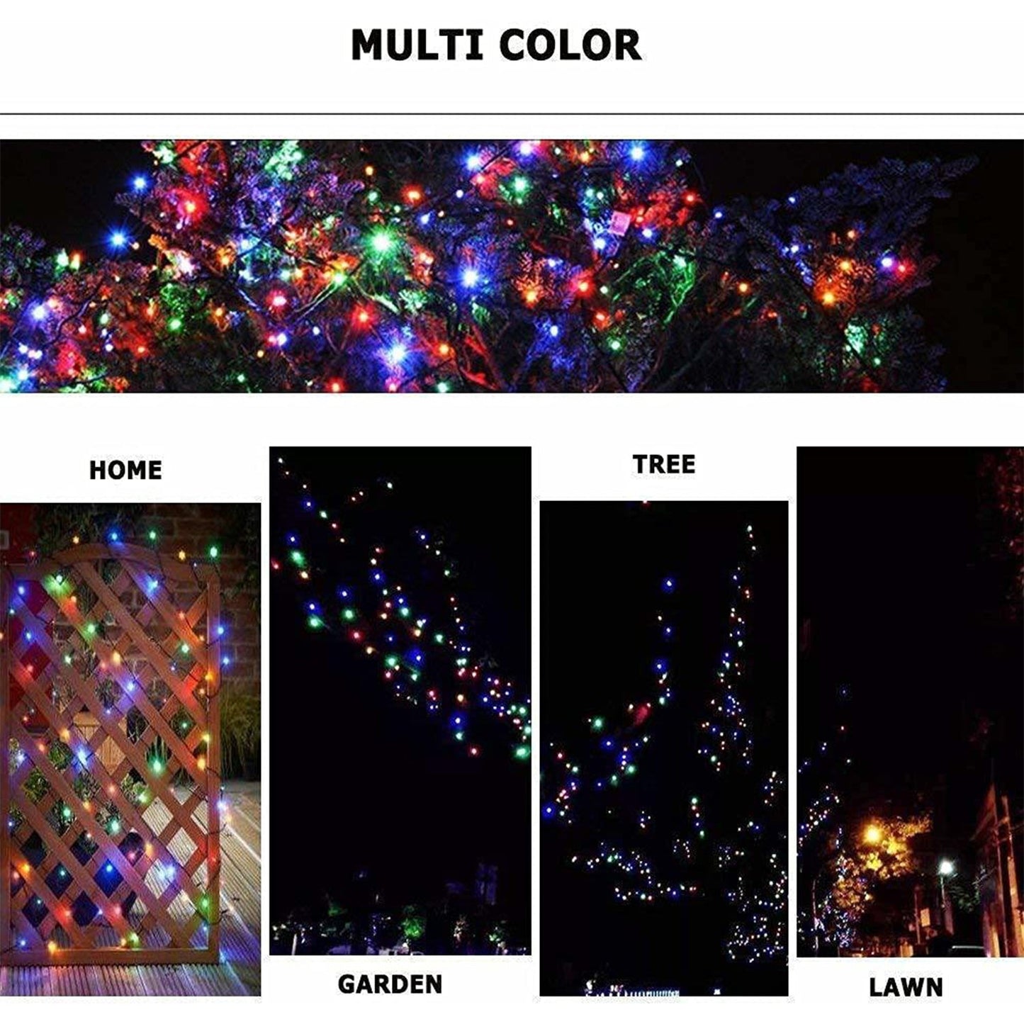 Close-up of vibrant multicolor LED bulbs on string fairy lights