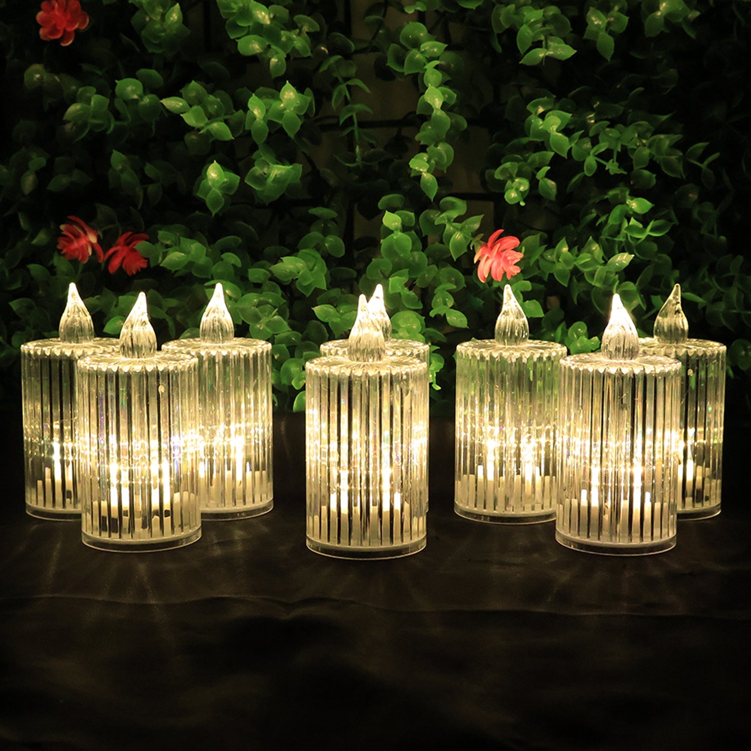 Premium crystal-effect flameless LED candle light glowing flicker