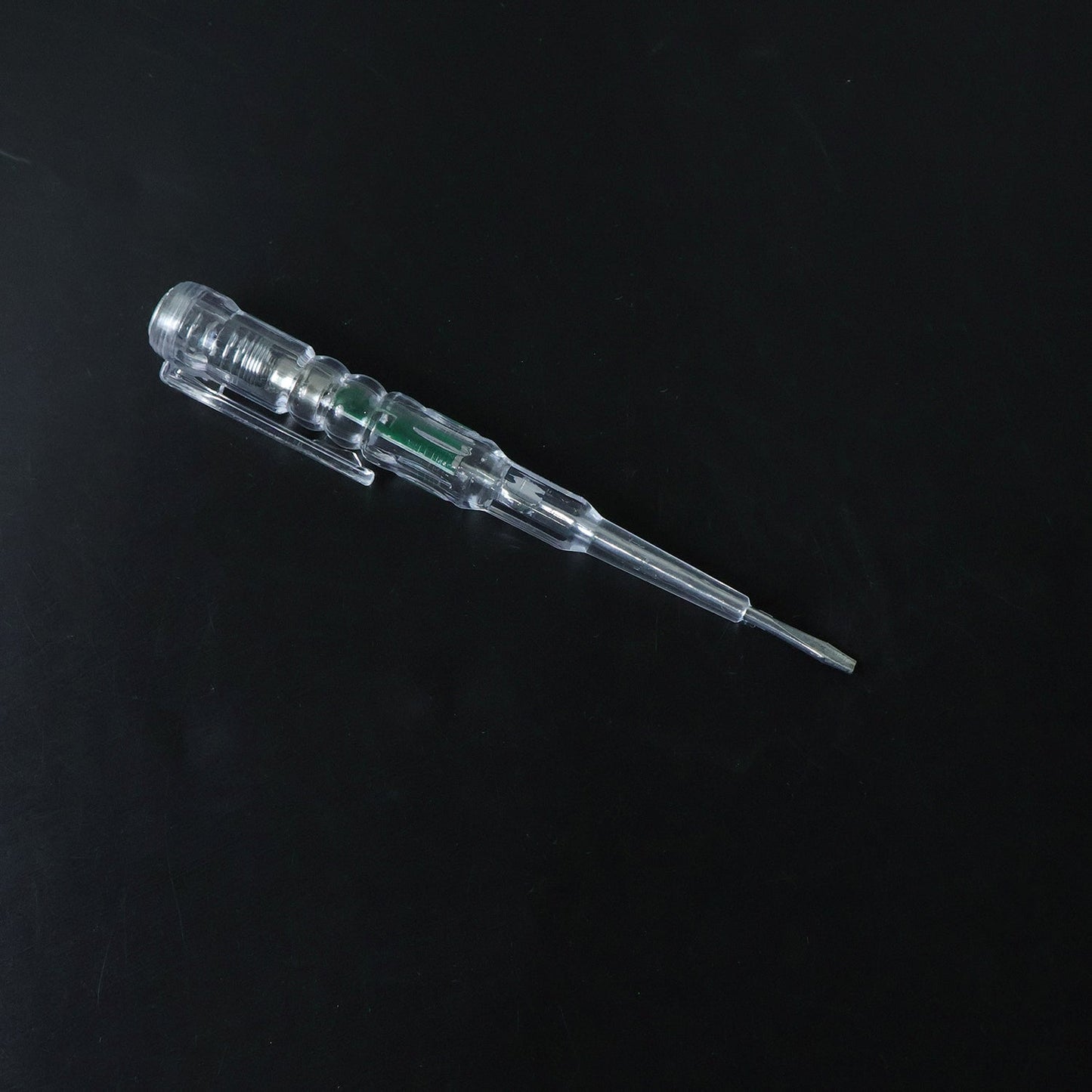 Digital voltage tester pen with illuminated LED indicator showing power detection