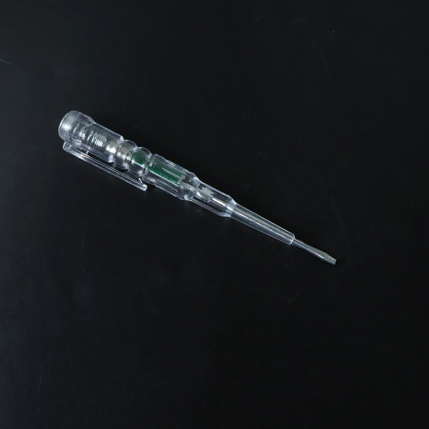 Digital voltage tester pen with illuminated LED indicator showing power detection