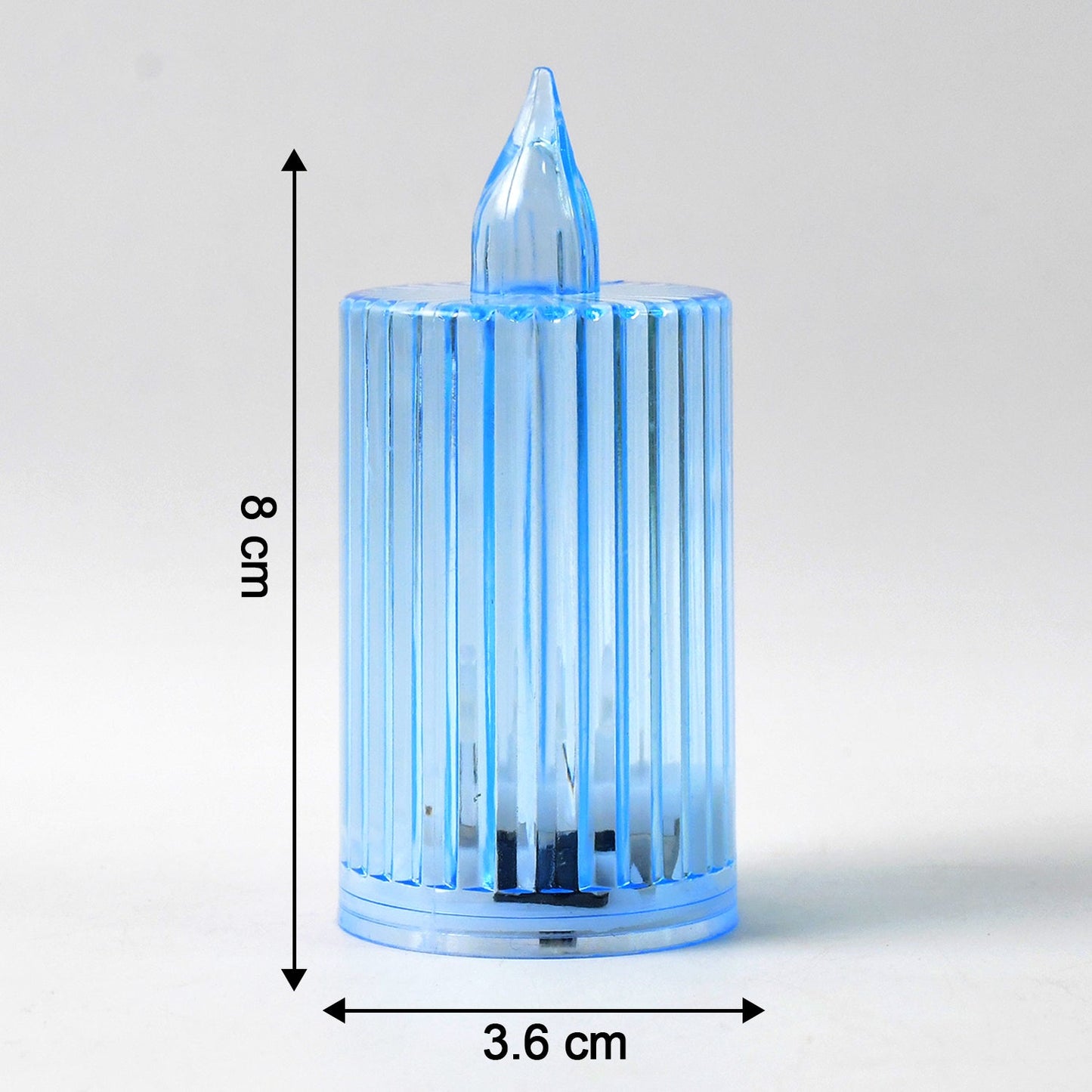 Decorative flameless LED candle light showcasing ribbed crystal texture