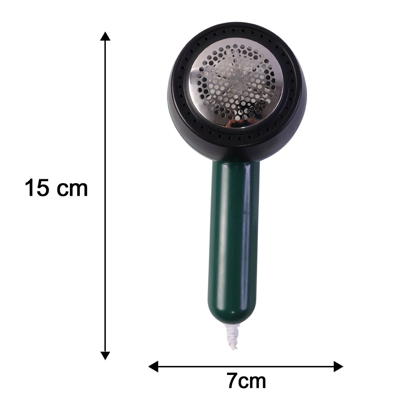 Dimensions of electric USB lint remover showing length, width, height