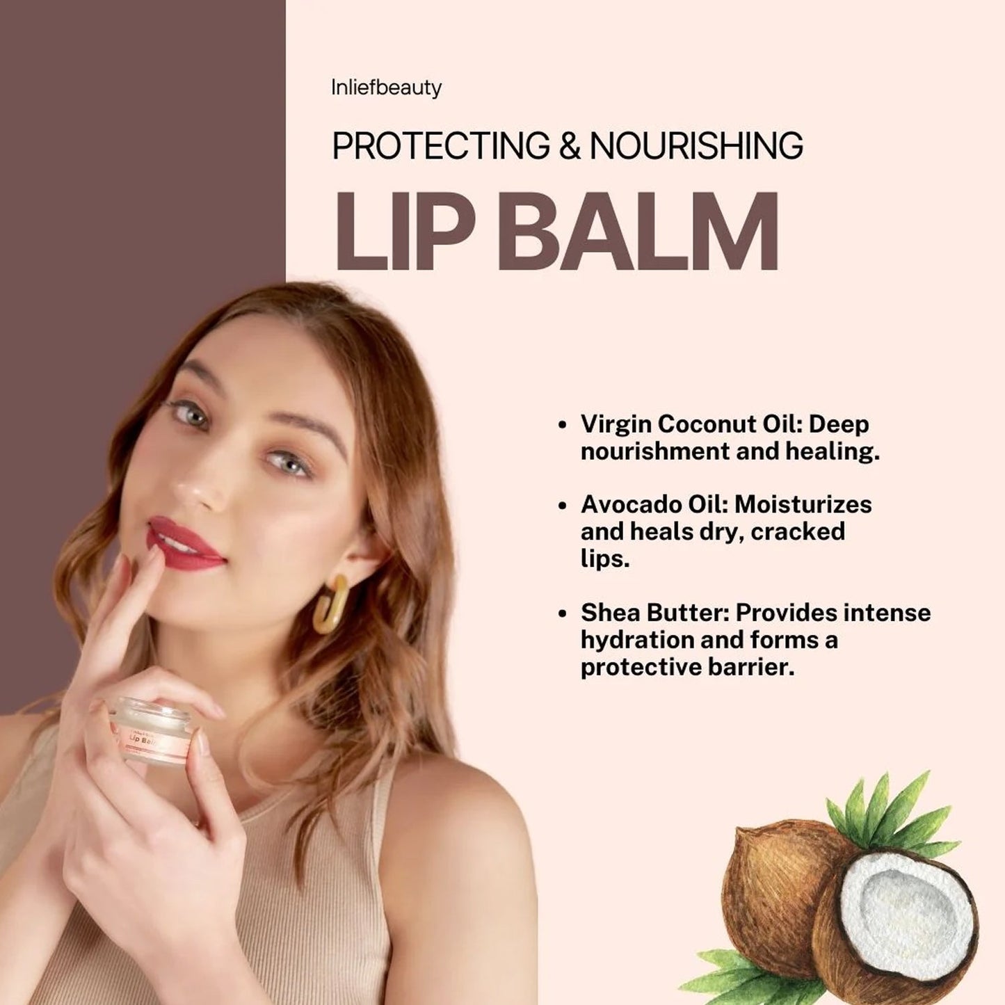 Opened In'lief hydrating lip balm for smooth, healthy lips