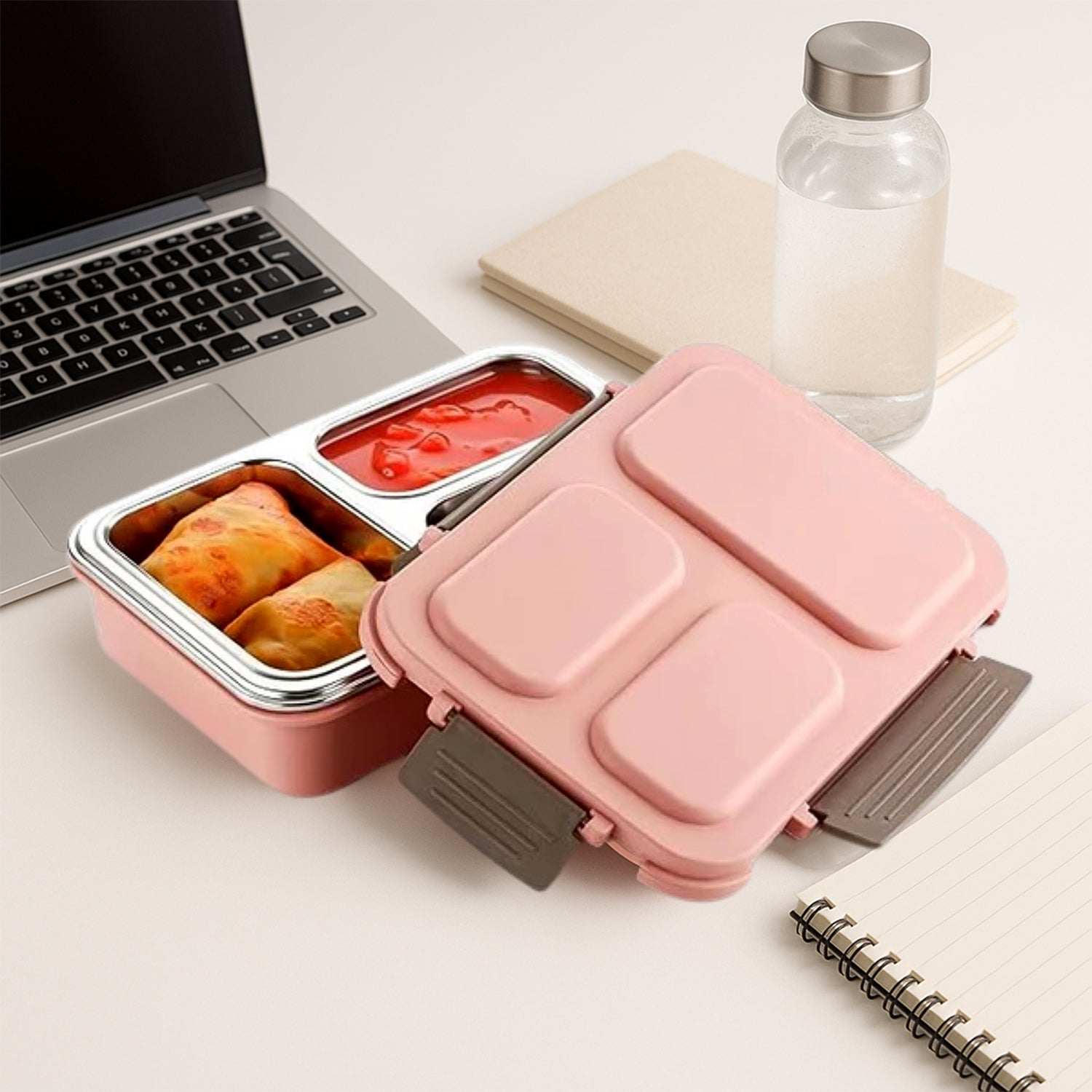 Stainless steel food storage box designed for health-conscious meal prep