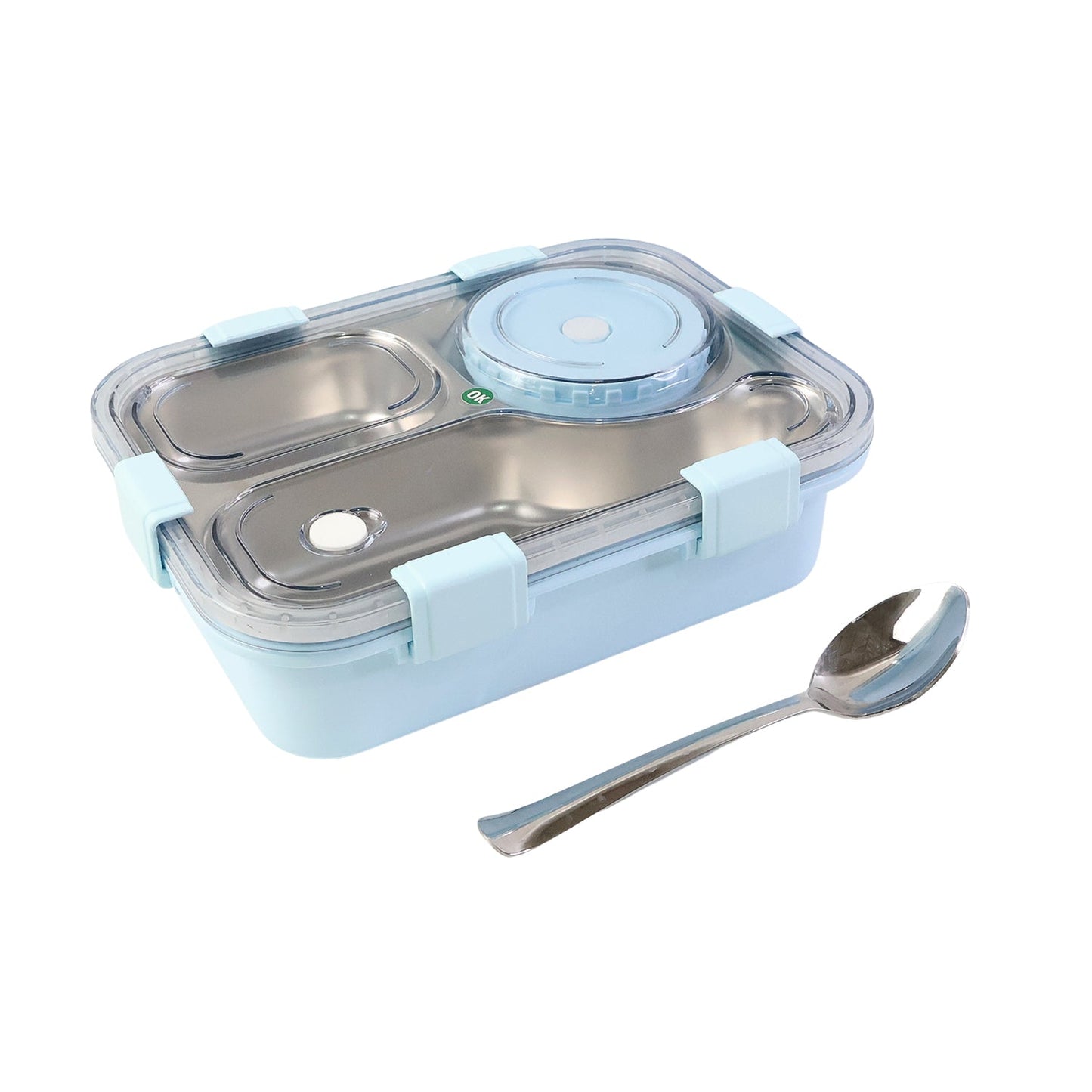 New stainless steel lunch box in its protective packaging