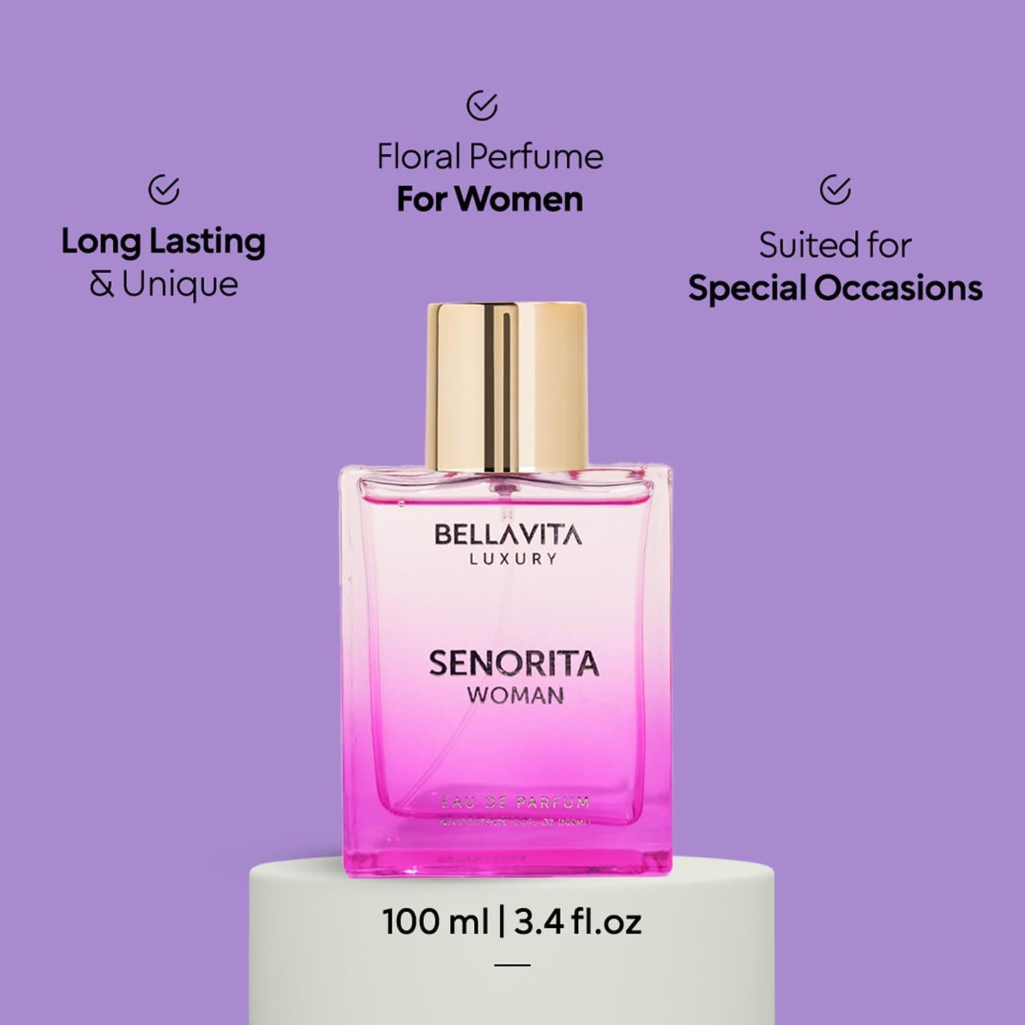 Perfume bottle with long-lasting floral and fruity scent