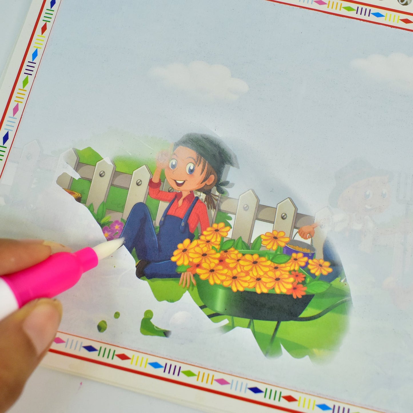 Holiday themed pages in the Children’s Magic Water Drawing Book