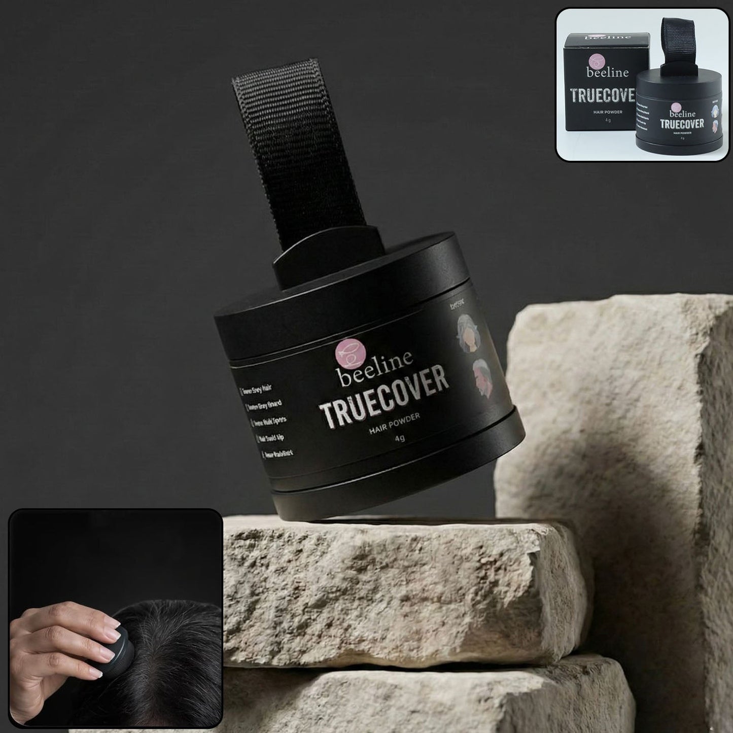 Hairline Color Powder compact 4 gm pack showing natural black shade