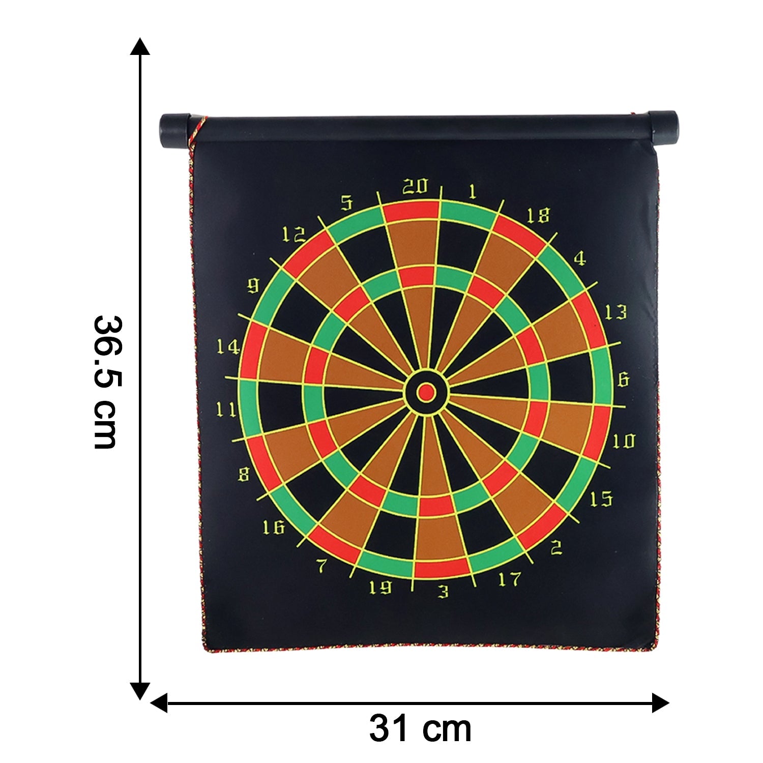 Size reference showing 12-inch magnetic dartboard set