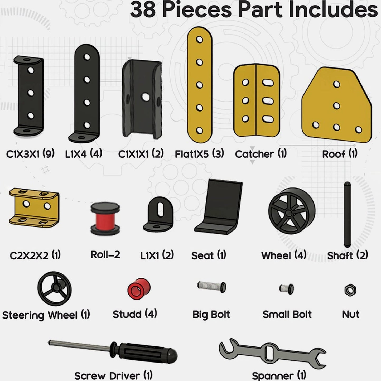 Assembled mechanical models from the Mecha Racer STEM Kit displayed on table