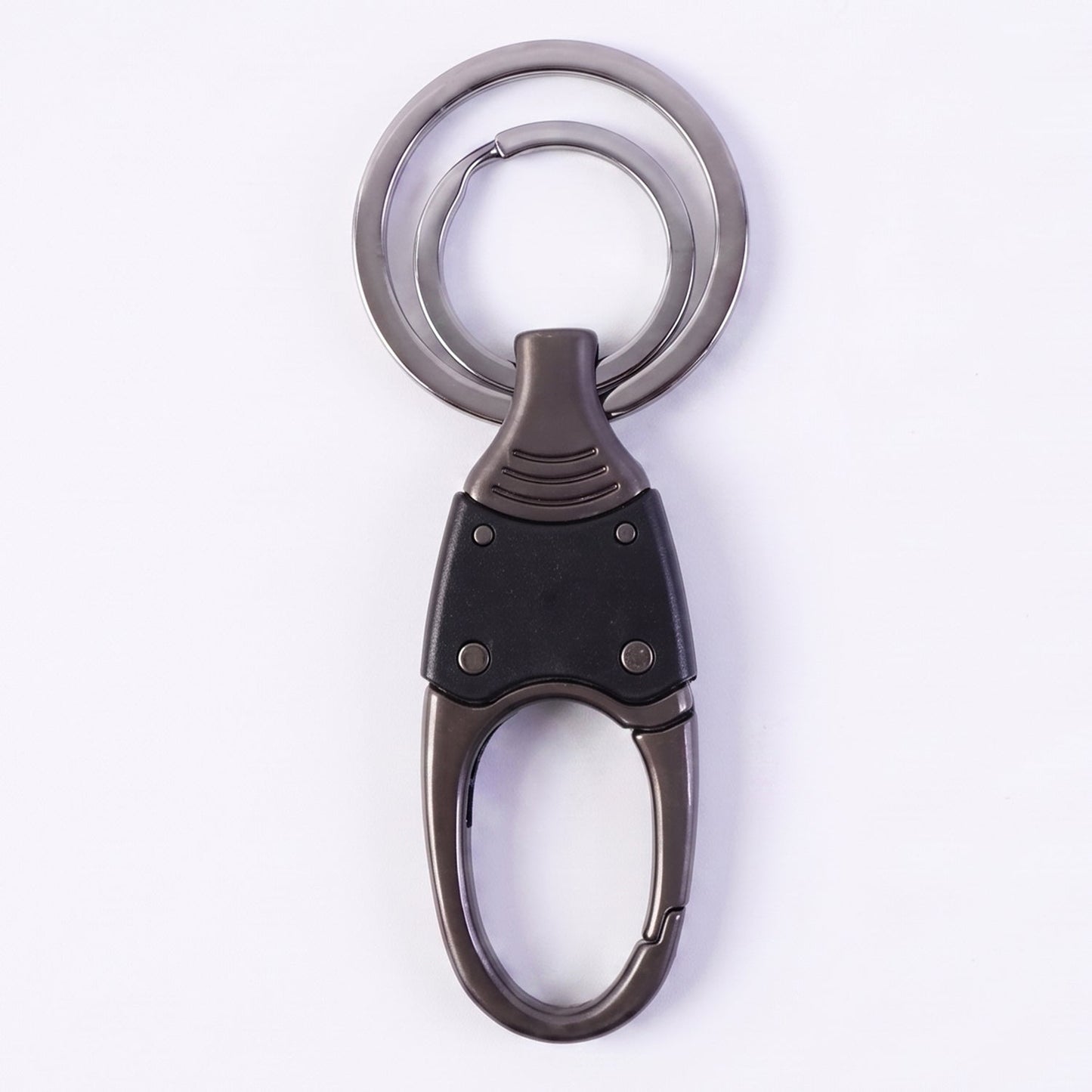 Dual ring metal key holder holding multiple keys securely