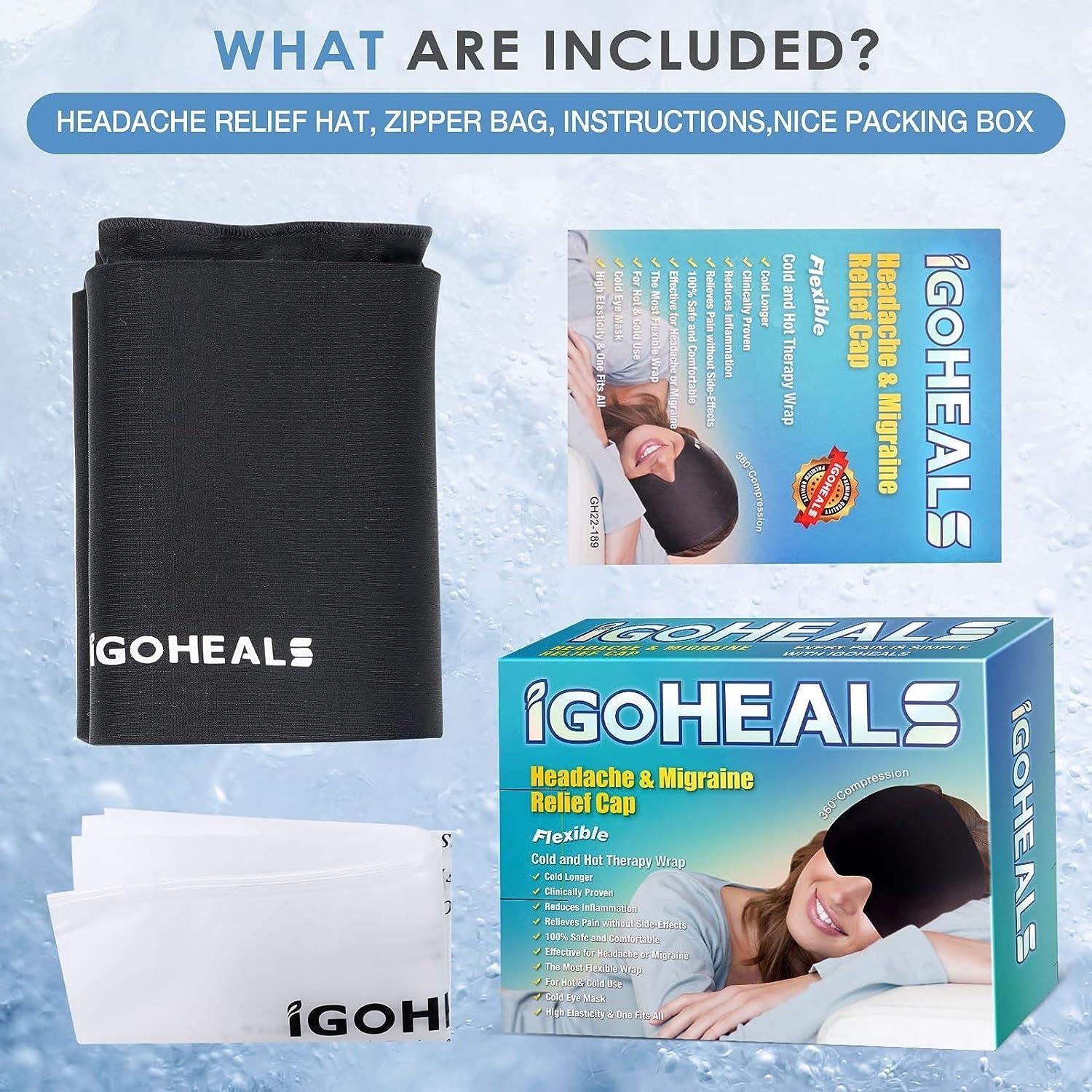 Warm compress head therapy cap for soothing migraine pain