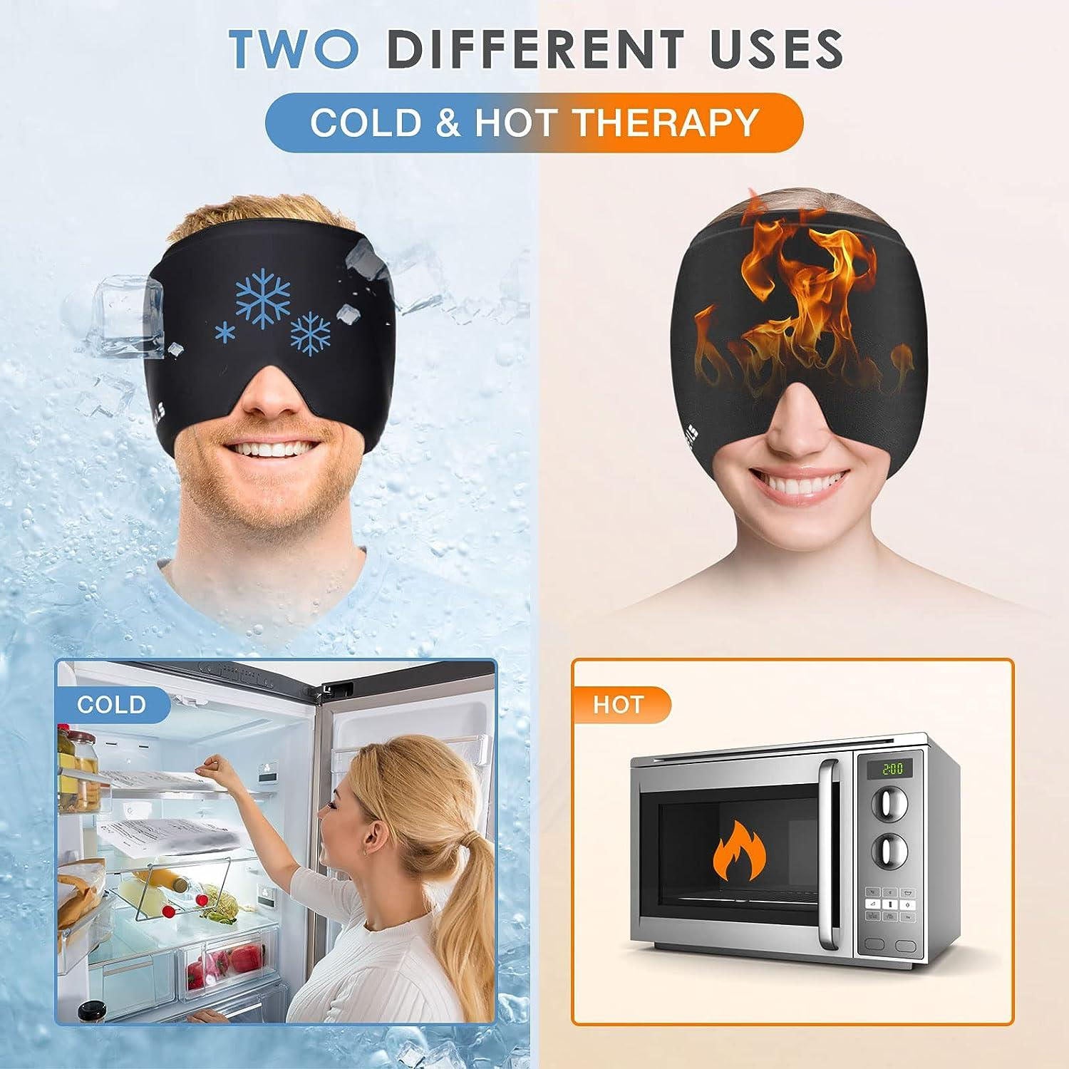Reusable ice pack head wrap for cooling migraine relief