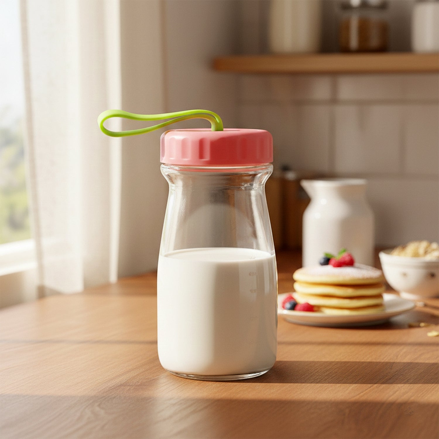 Clear glass jar suitable for storing milk or juice in 300ML size