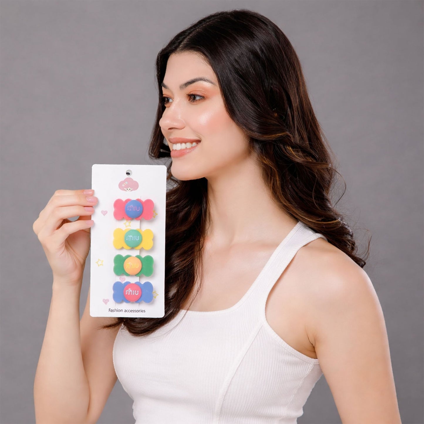 Assorted candy hair clips in multiple colors and shapes for playful hairstyles